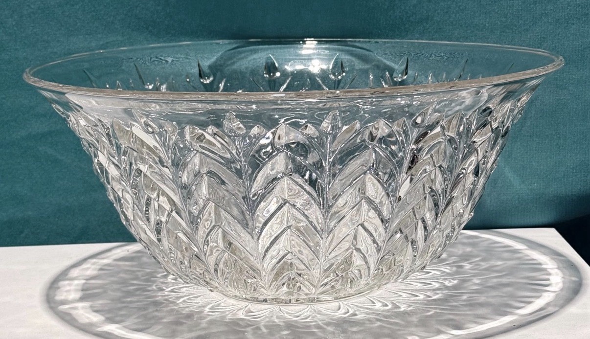 Jeannette Feather Motif 1950’s Glass Punch Bowl MCM Vintage Retro midcentury mod