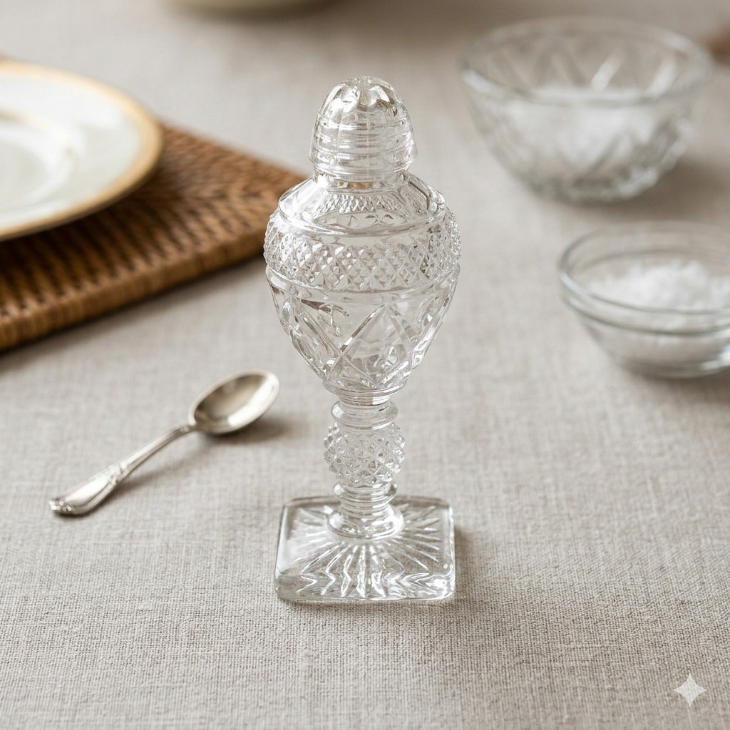 Vintage Imperial Glass Co Cape Cod Tall Shaker Clear Pressed Glass Diamond Point