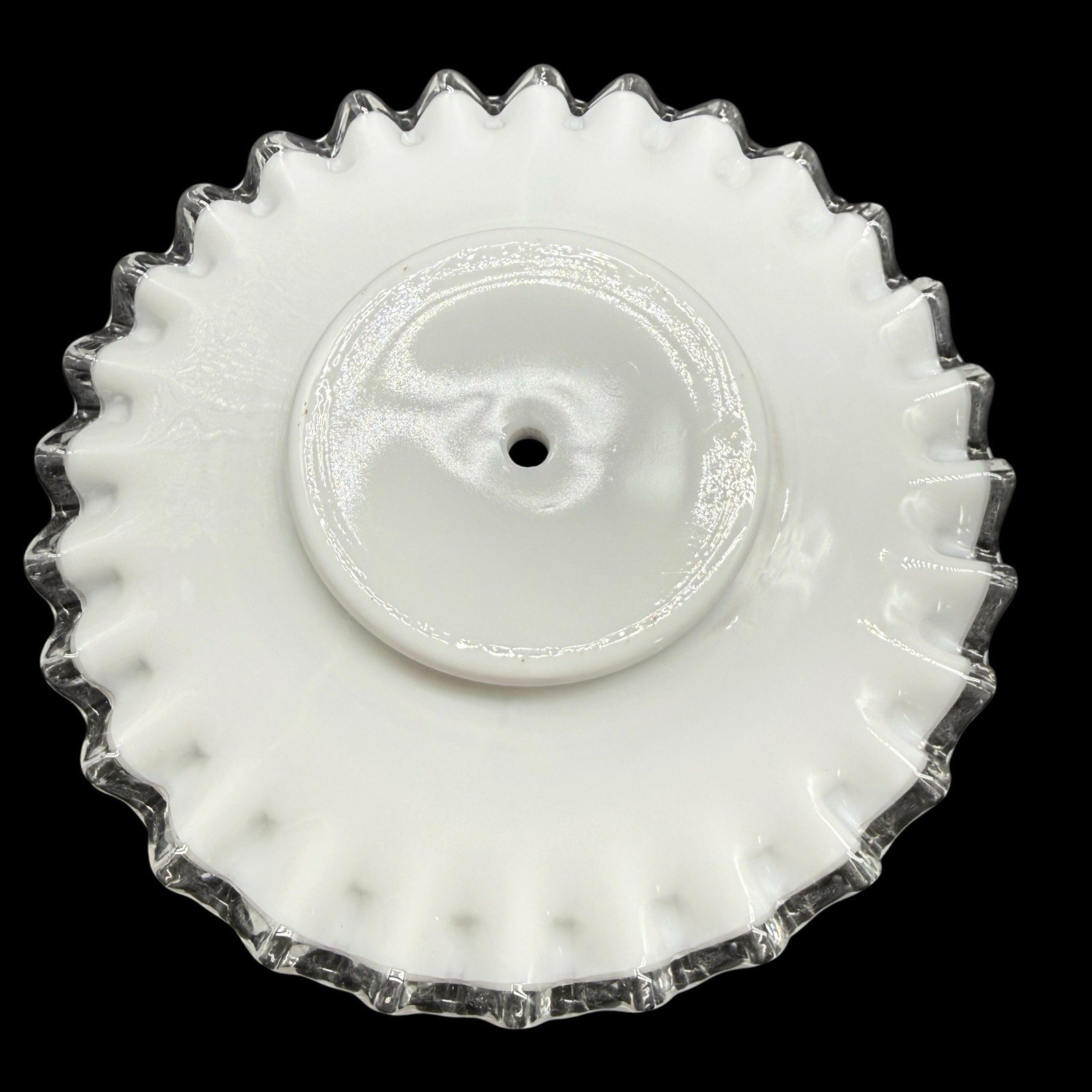Fenton Silver Crest Three Tier Ruffled Milk Glass Tidbit Serving Tray Party Vtg