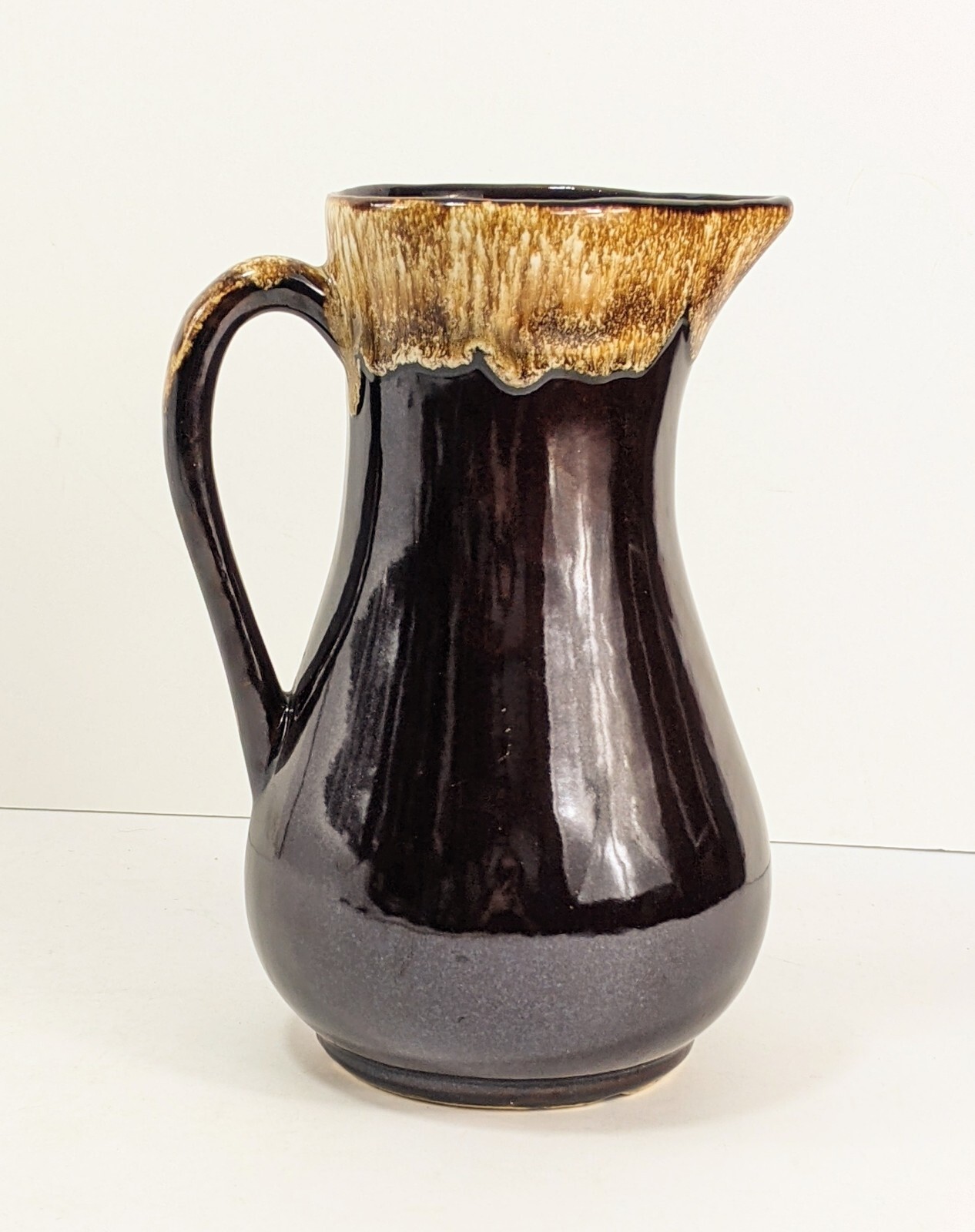 Roseville Brown Drip Glaze PITCHER Vase Jug 9″ RRP Robinson Ransbottom Pottery