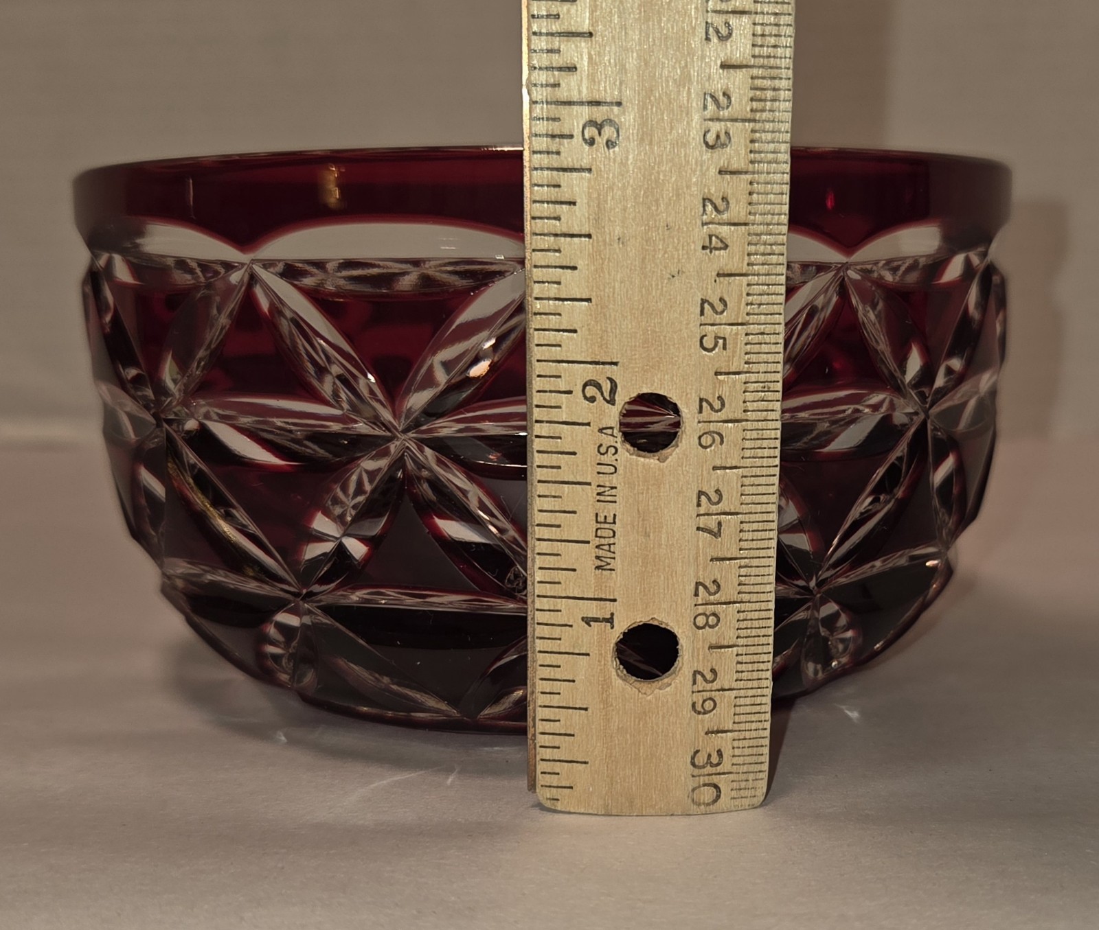 Ruby Red Crystal Bowl Cut To Clear Small Serving Side Dish Candy
