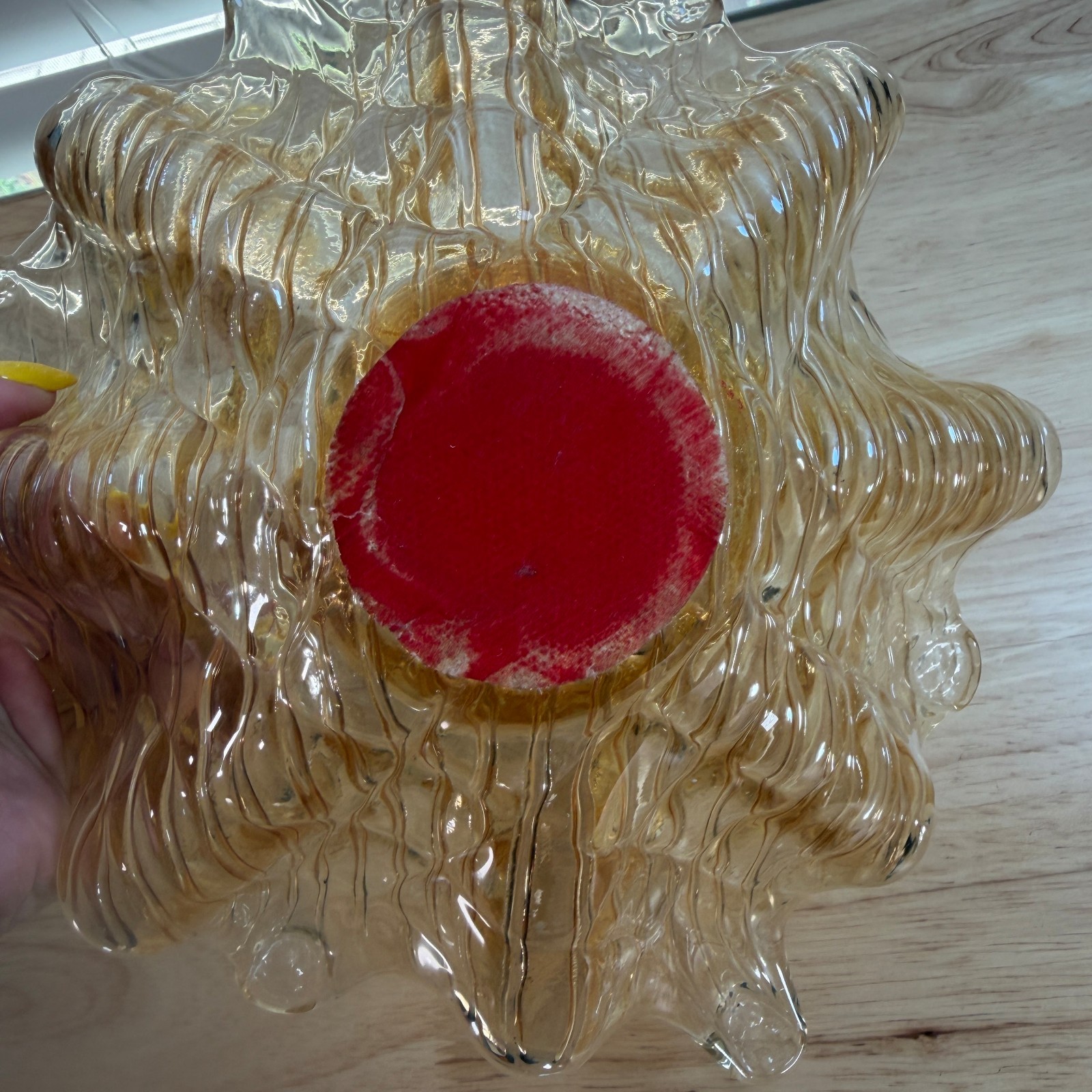 Vintage Antica Cristalleria Hand Blown Champagne Italian Art Glass Flower Bowl