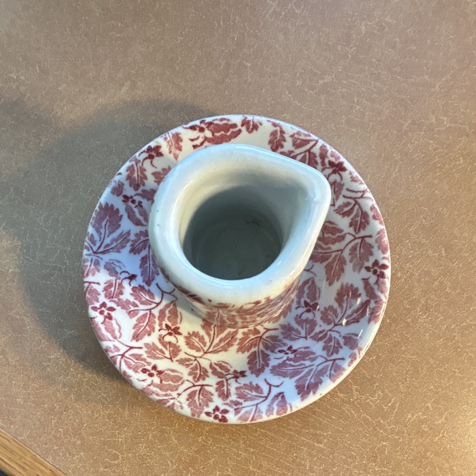 Vintage TEPCO China Red Leaf Pattern Creamer and Saucer Set White Red USA