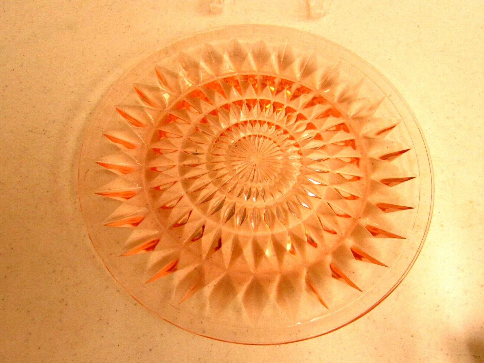 Jeannette Glass Co. WINDSOR DIAMOND Pink 13 1/2″ Cake Plate