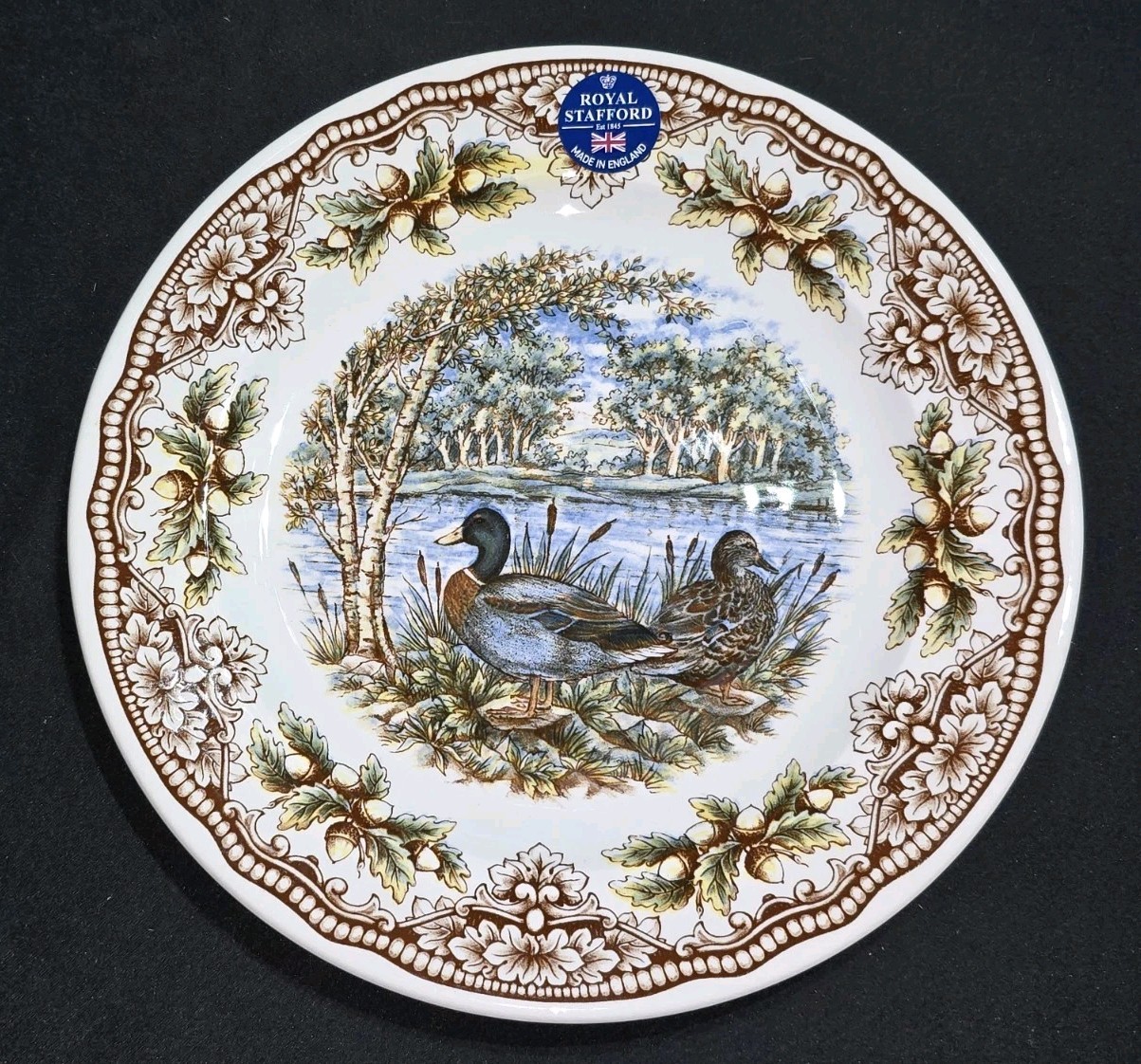One New Royal Stafford Homeland Collection Ducks Dinner Plate 11″ England