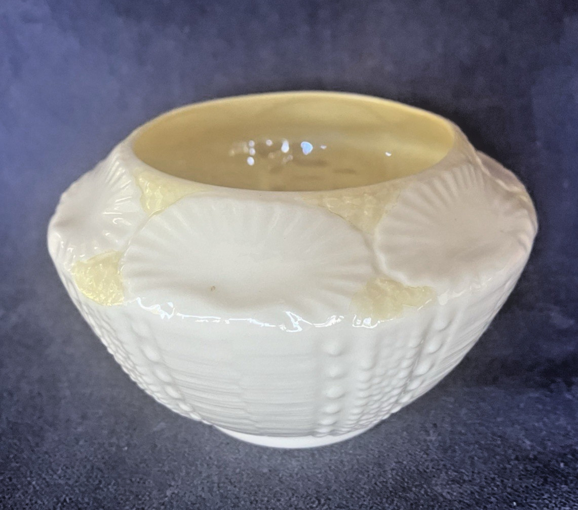 Belleek Green Mark Collectible Shell Pattern Open Sugar Bowl