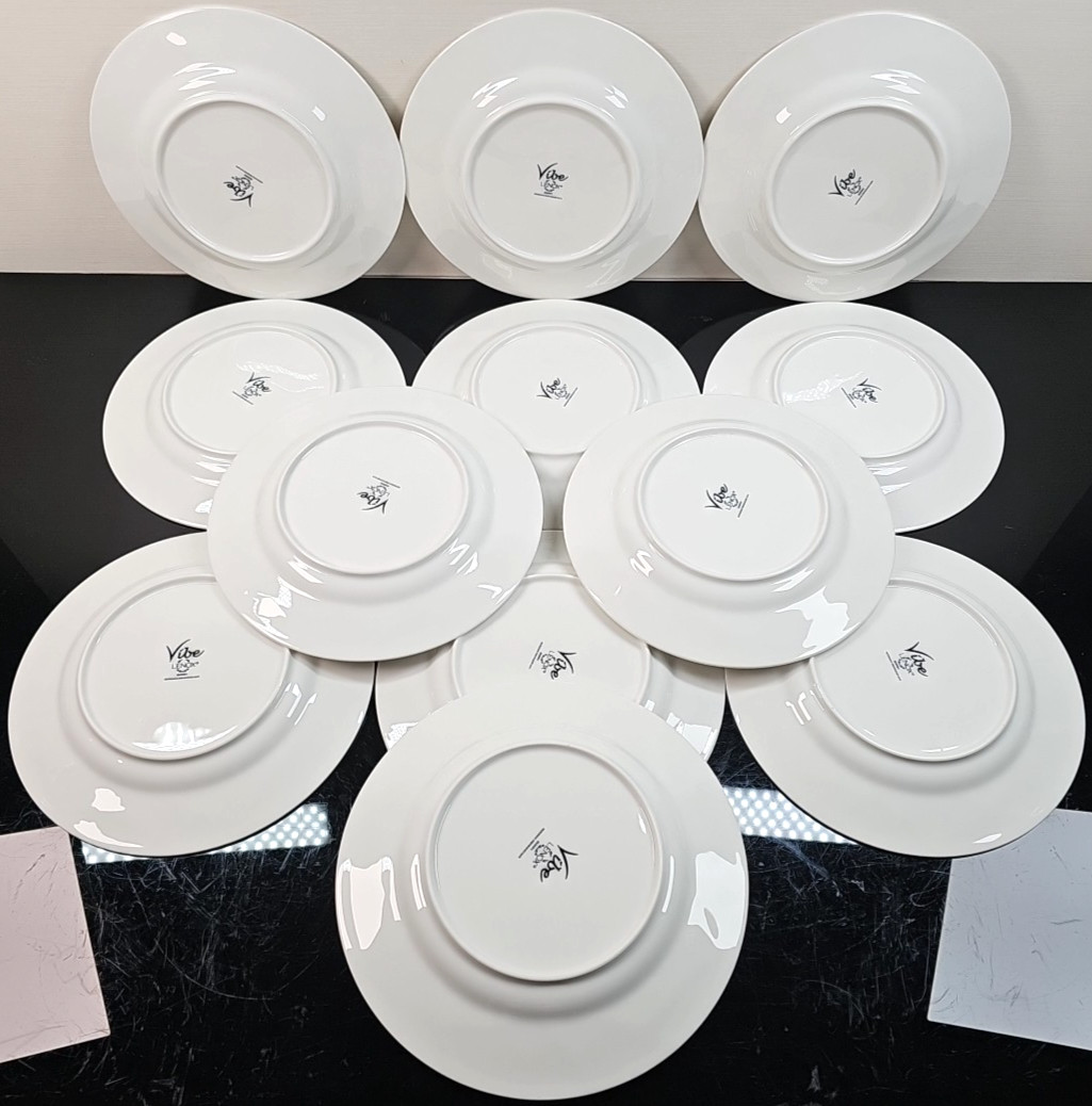 12 Lenox Vibe Salad Plate Set White Swirled Elegant Accent Table Dining Dish Lot