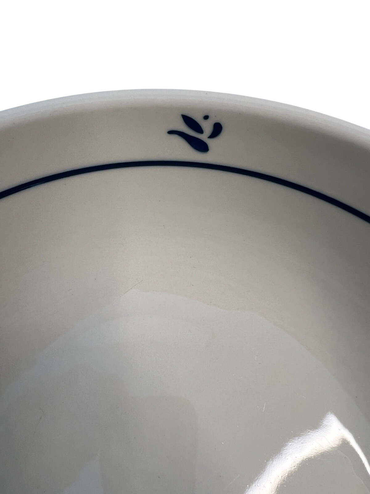 FP Friendship Pottery Flower Round Vegetable Serving Bowl 9 IN Beige Blue -USA