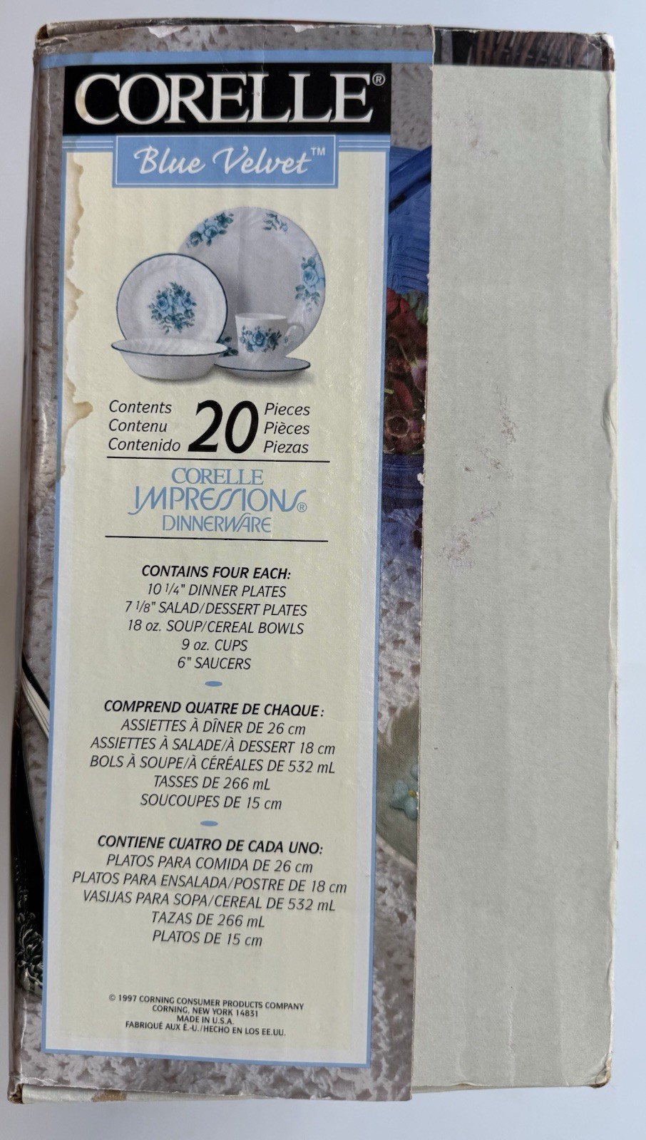 Corelle By Corning Blue Velvet Dinnerware 20-Piece Set Service For 4