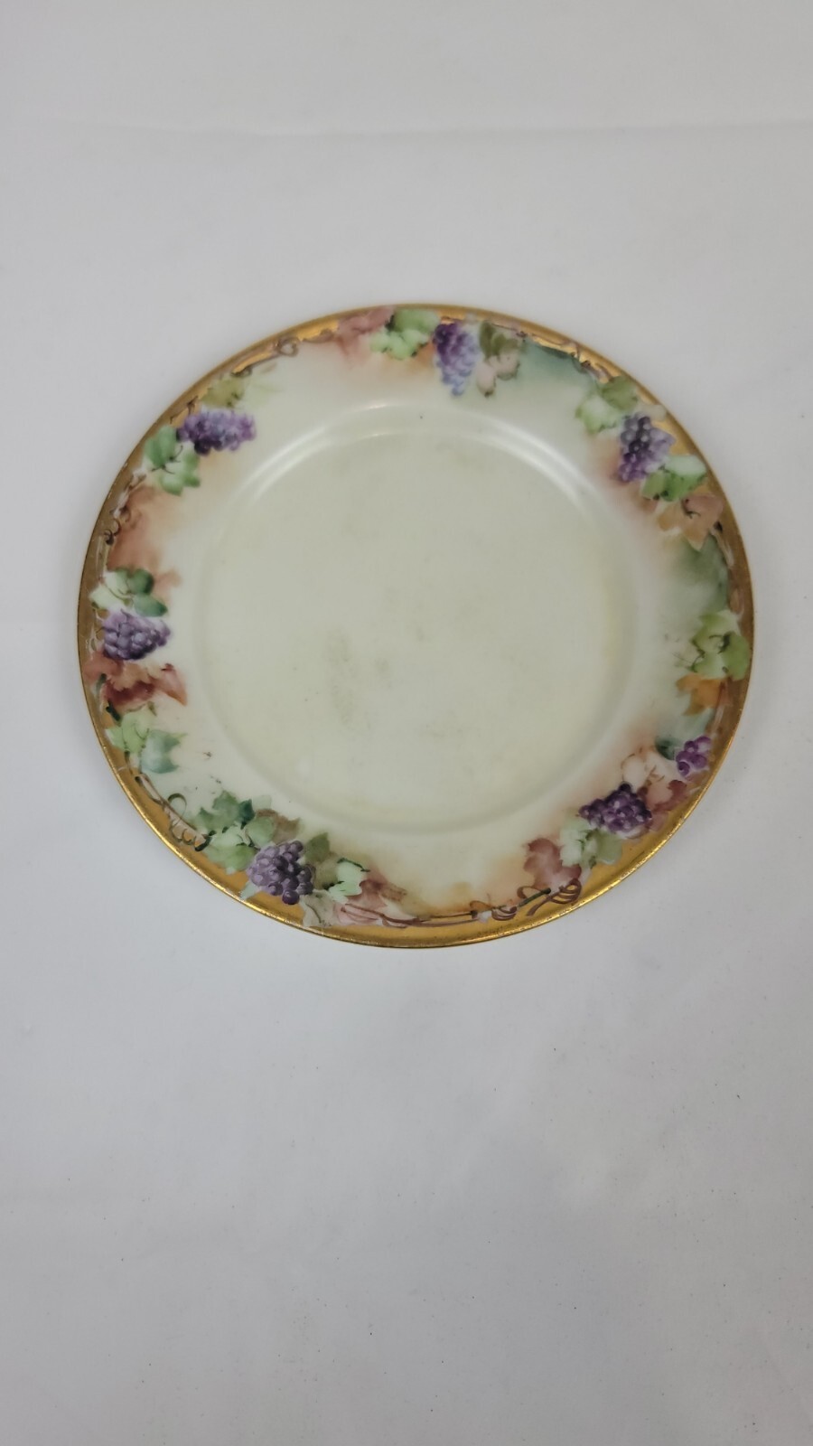 Vintage Limoges France Dessert Plate Hand Painted Grapes Gold Gilded