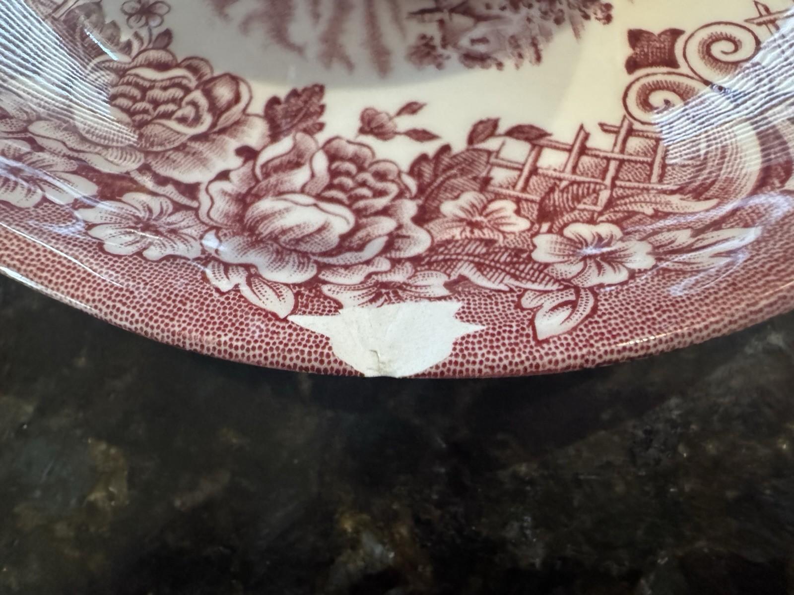 Grindley Homeland Pink Transferware Tea Set w/ Creamer, Cups, Saucers