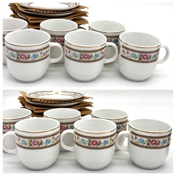 Demitasse Teacups 12 pc Six Sets Fine China Floral Pattern Vintage