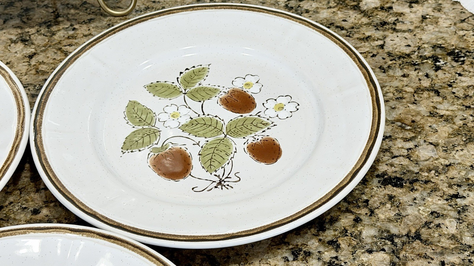 12pc Americana Hearthside Stoneware Berries Cream Dinner Set Plates & Bowls VTG