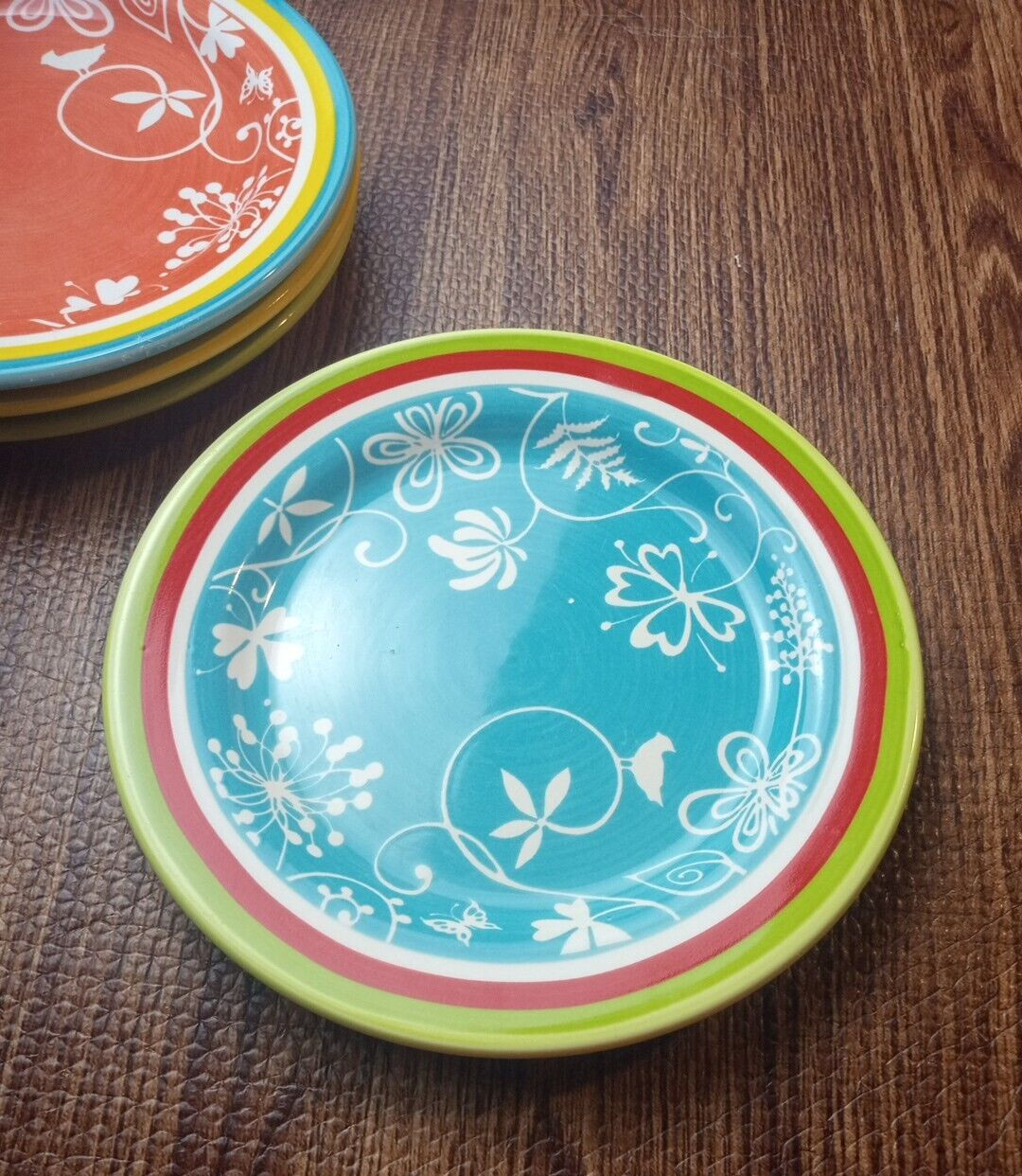Euro Ceramica Salad Plates Multicolor 8.5” Ceramic set of 4