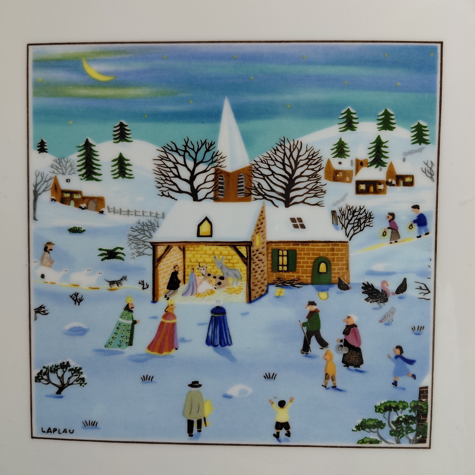 Villeroy & Boch Naif Christmas Square Handled Serving Tray Laplau 9″ Nativity