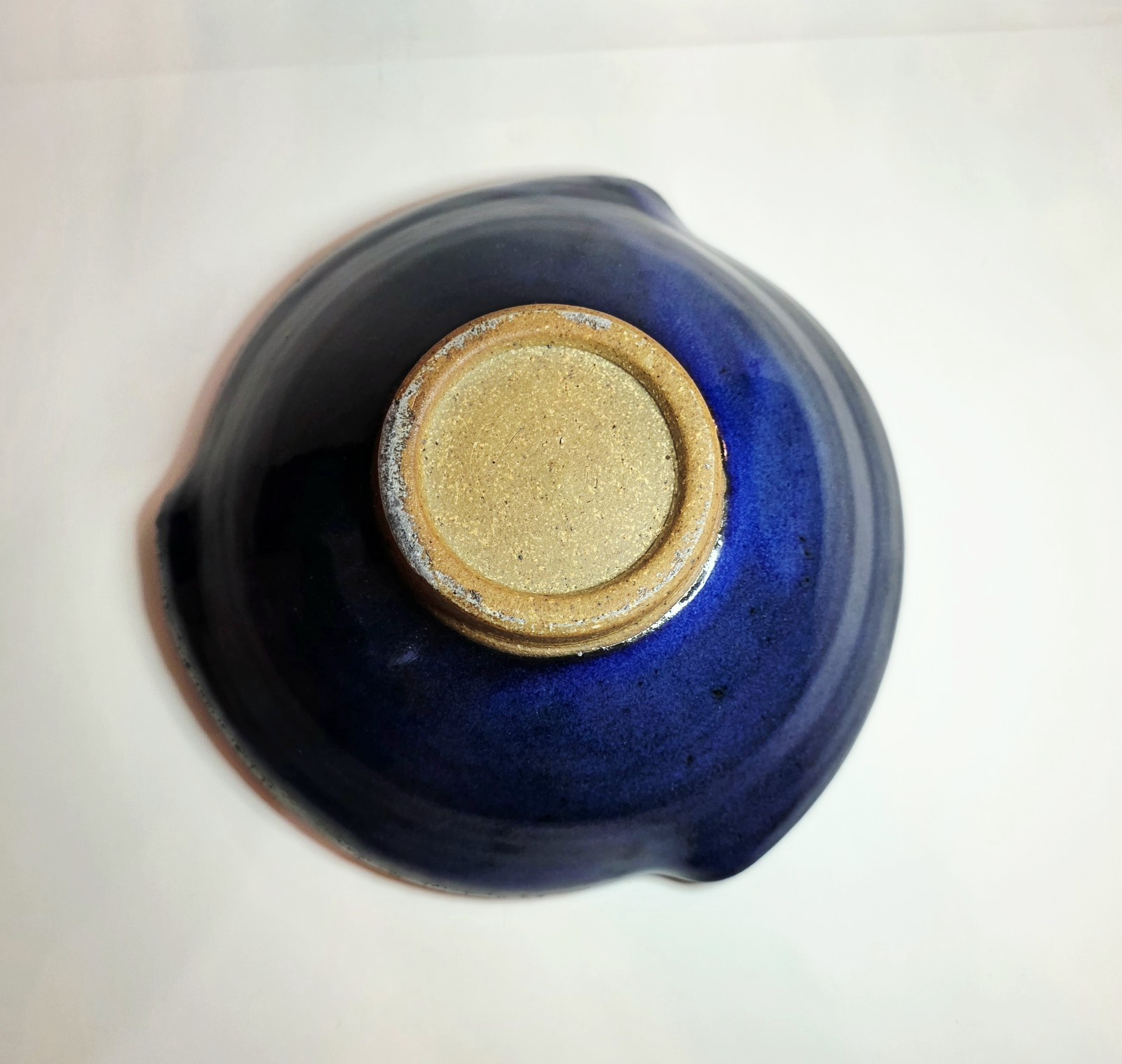 Dock 6 Pottery Blue 7.6″ Pinched Rim Stoneware Bowl w/Fused Crackle Glass Bottom