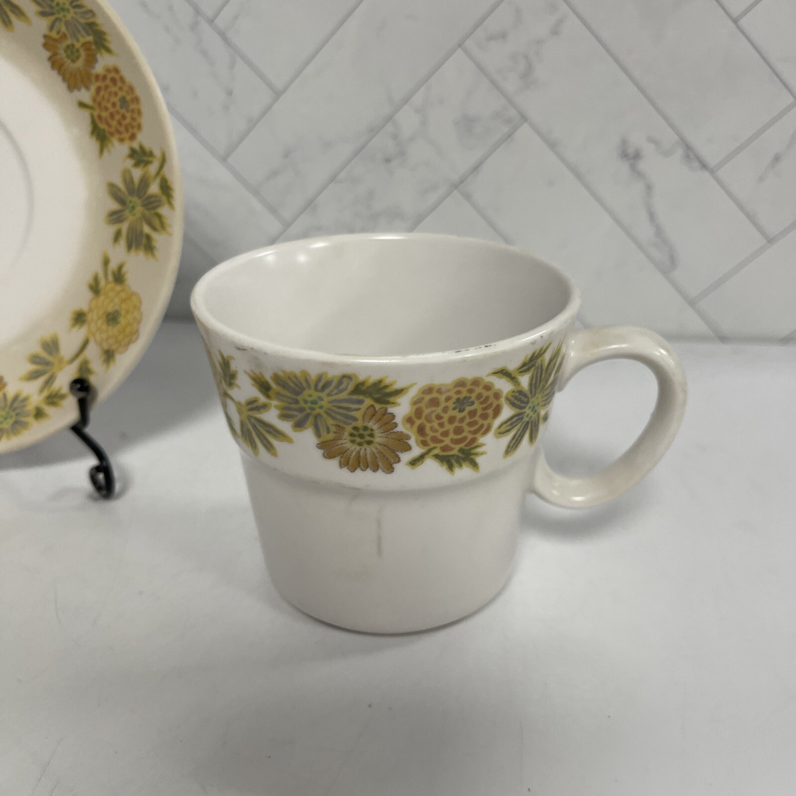 Noritake Progression China Sunny Side Saucer Plate and Tea Cup Set #9003