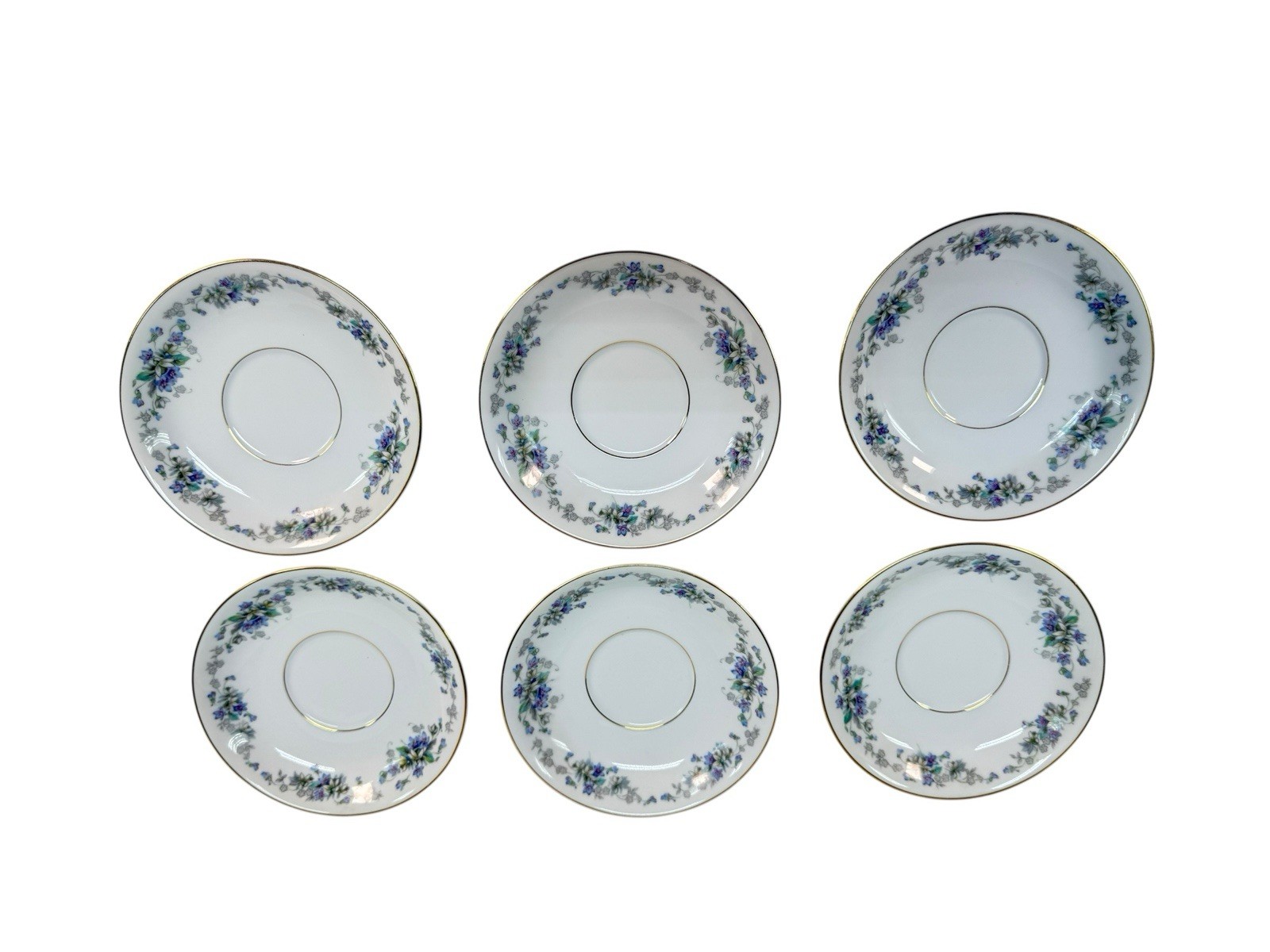 Set of 6 Noritake Violette 3054 Saucers – Excellent Condition – Gold Trim -Japan