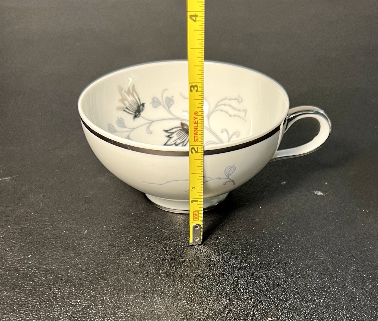 Eschenbach Bavaria 1960s Set Of 7 Teacups Silver Arbor Baronet China, 4×2”