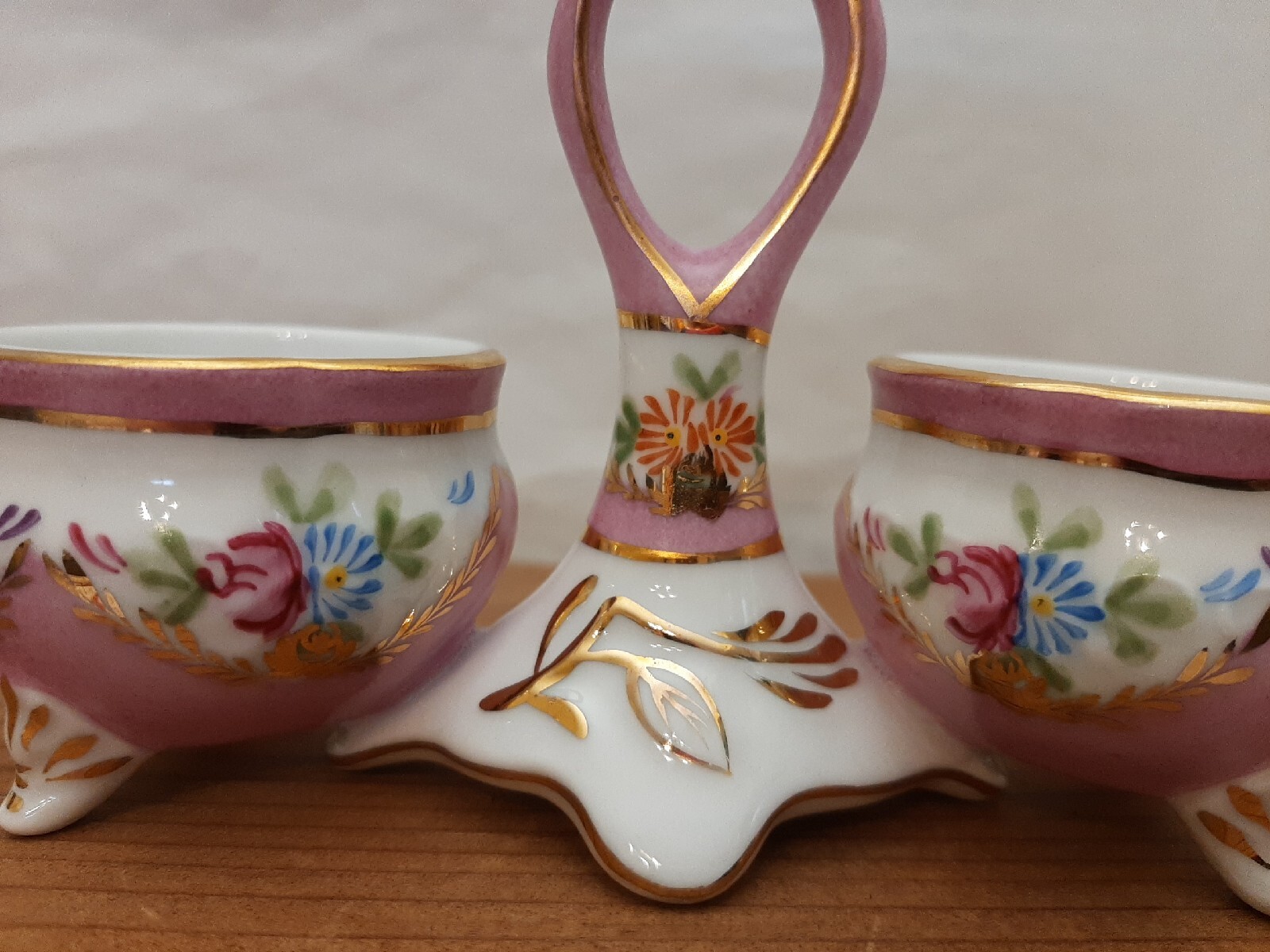 RARE Limoges China Spice Cups Salt Dip Server Vintage Pink