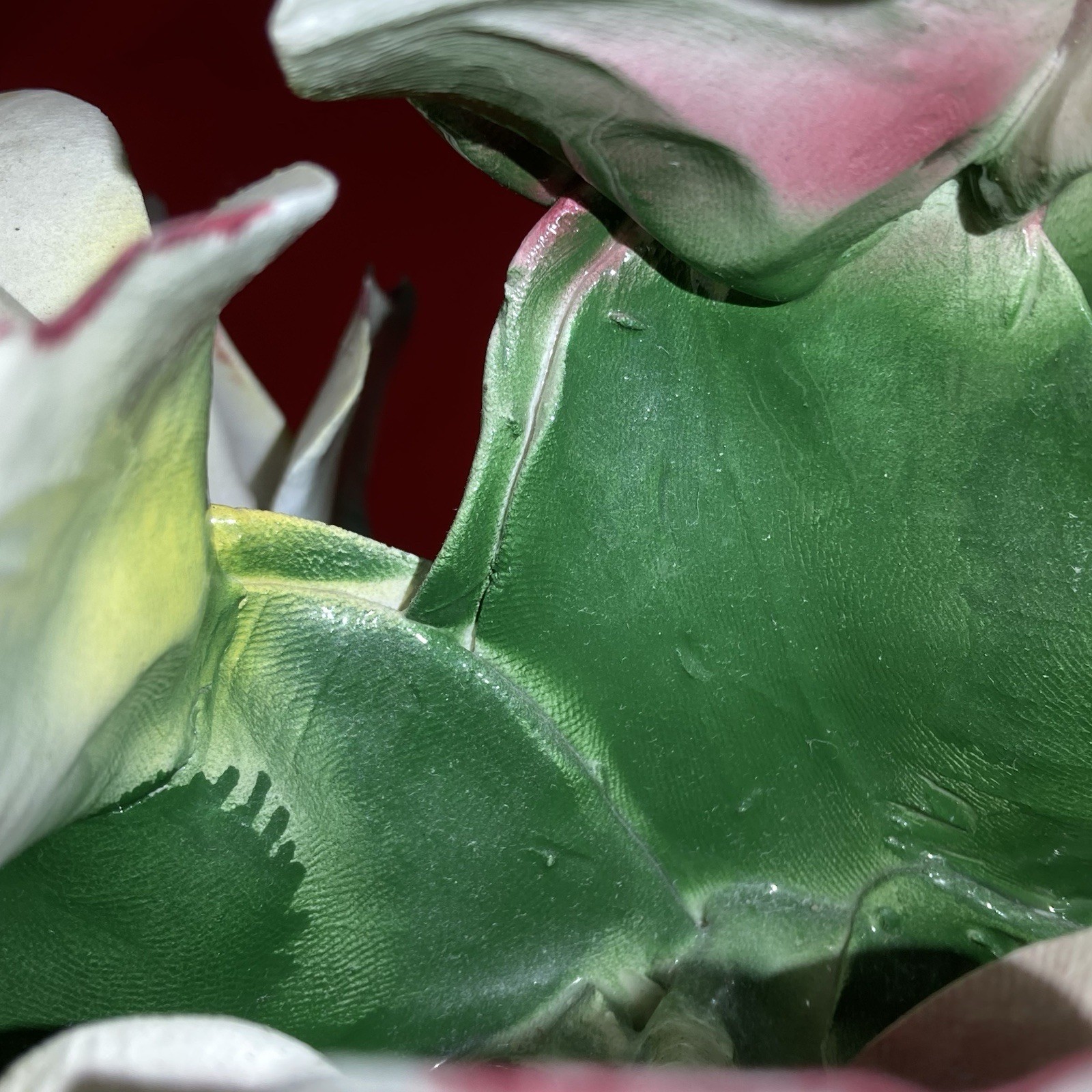 Vintage Capodimonte Hand Formed Floral Centerpiece / Made in Italy Ceramic Lg