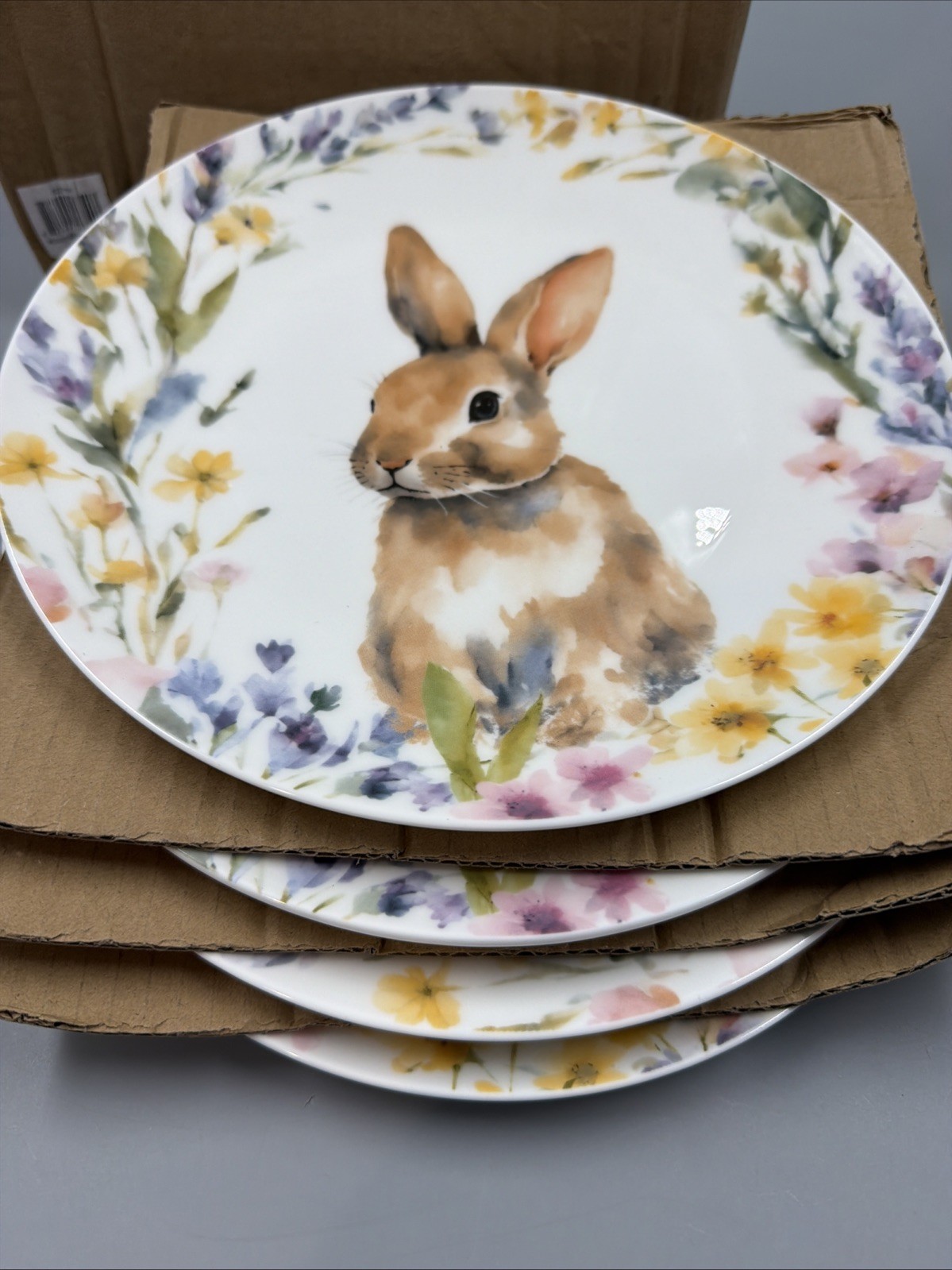 MIKASA Bunny Rabbit Easter Meadow BONE CHINA 9″ Salad Plates (SET OF 4) NEW