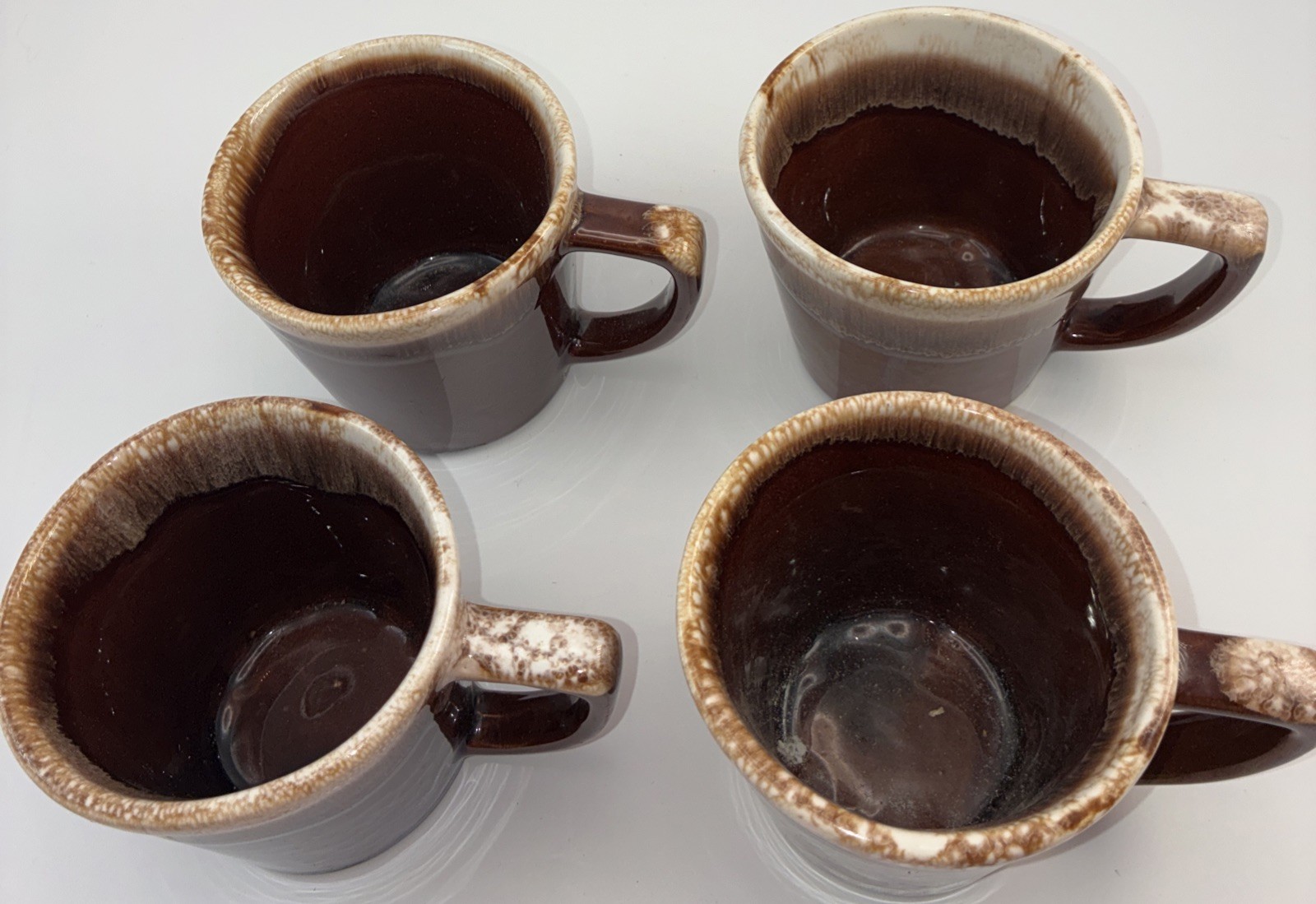VTG McCoy Brown Drip Glaze Coffee Cups Set Of 4 ( 3.25×3.25) 8 oz