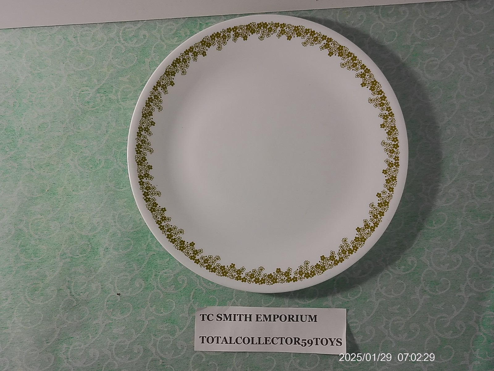 Vintage Corelle by Corning Spring Blossom Green Crazy Daisy 10 1/4” Plate