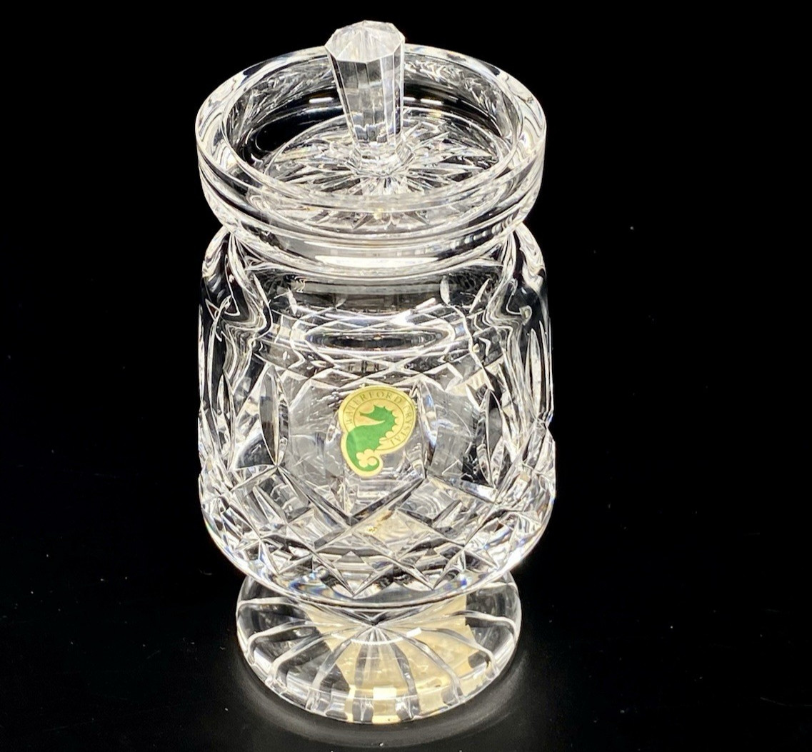 Waterford Lismore Lidded Jam Jelly Honey Mustard Footed Jar Lid Made in Ireland