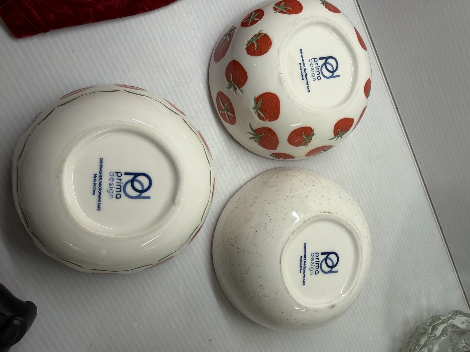 3 – Prima Design Ceramic 3 Bowl Set Tomatoes . New And Unique