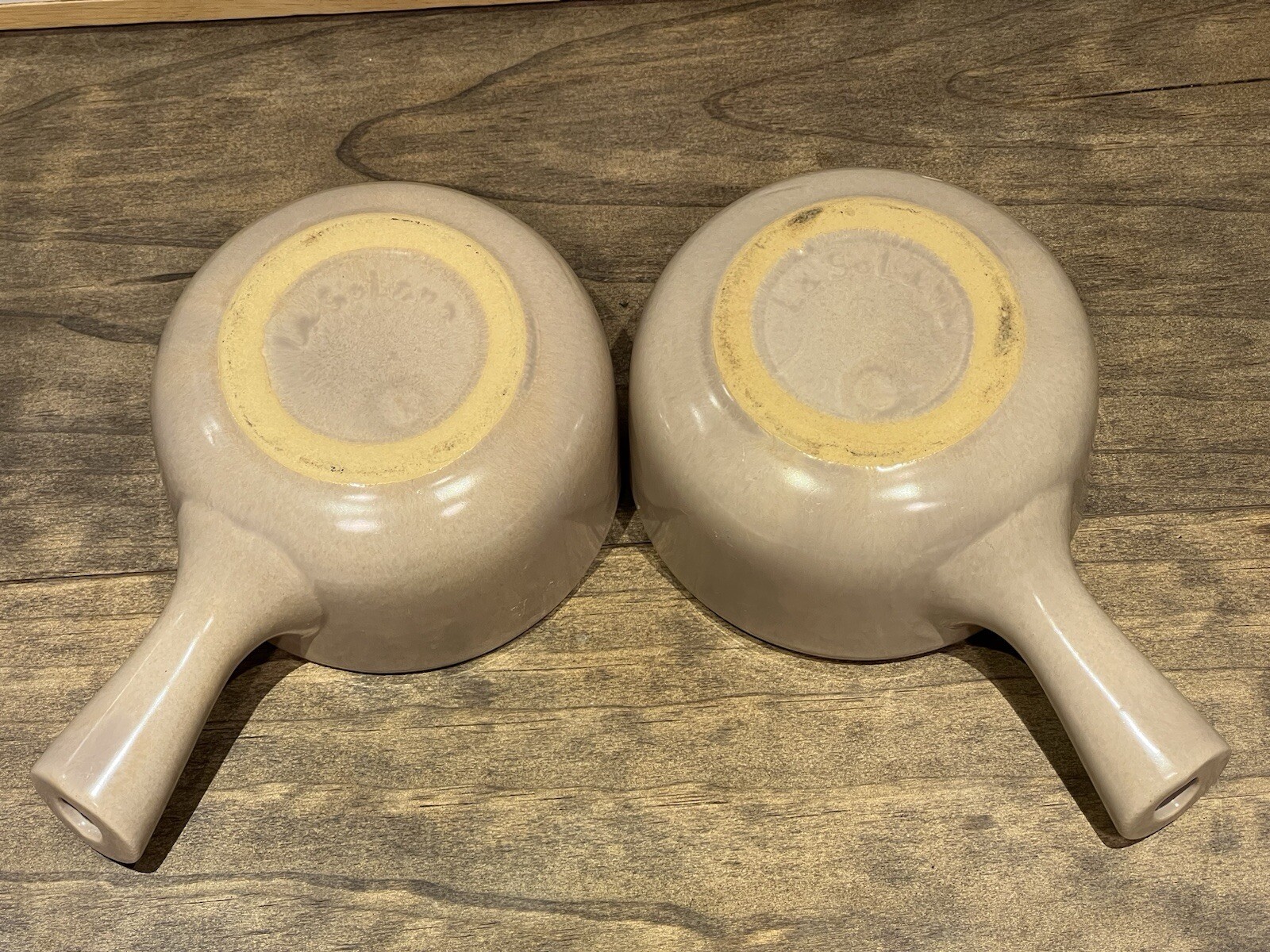 VTG La Solana Clay Pottery Individual Serving Casserole Bowls W/ Pink Lids Set 2