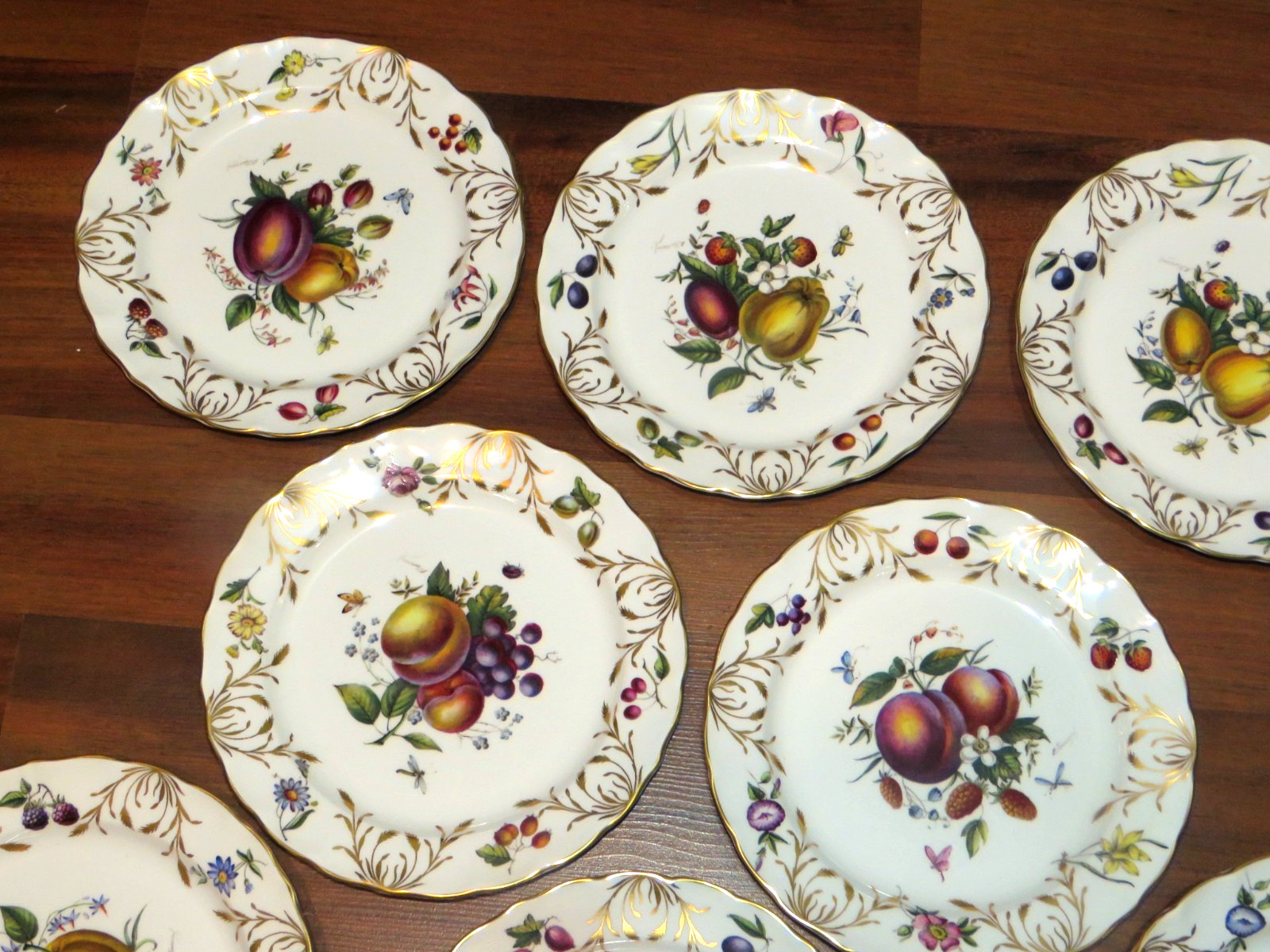 8 Royal Worcester 9″ Bone China Botanical Style Plates Signed E. Townsend
