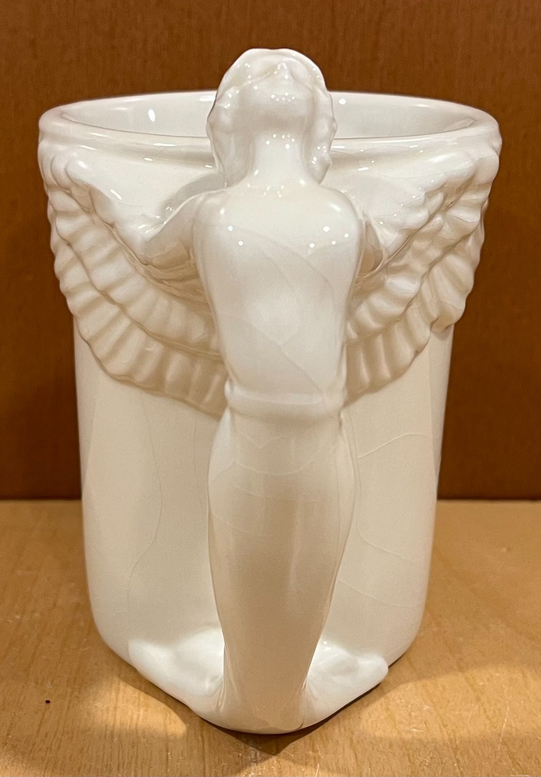 Angel Mug Set of 2 1994 McConnell Talus White Raised Design Wings
