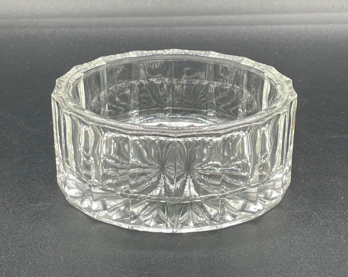KIG Indonesia, Geometric Pattern w/Sunburst Clear Glass Candy or Trinket Dish