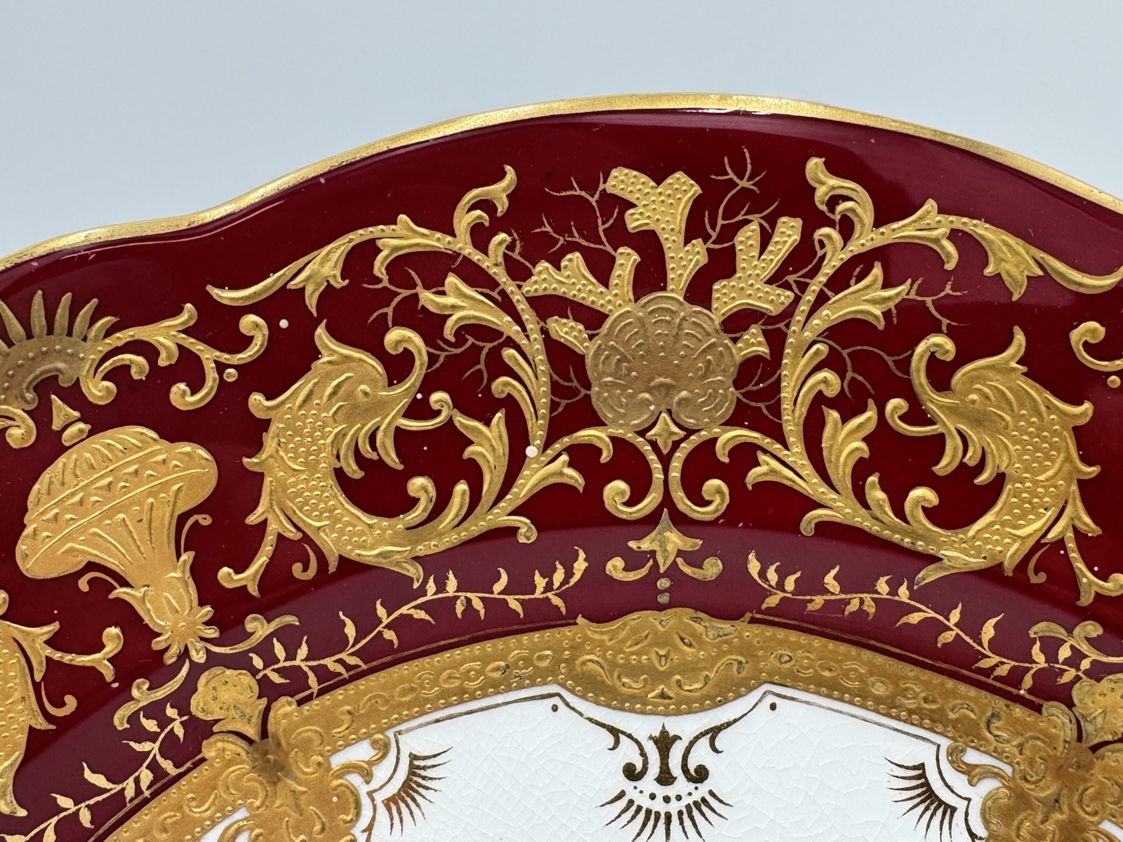 Coalport Red Gold Encrusted Cabinet Plate 10 1/2 Inches