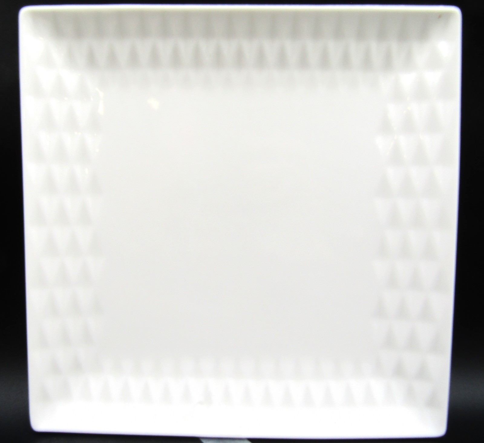 Set of 8 Roscher Basketweave Square Salad Plates 8″ Embossed White Porcelain
