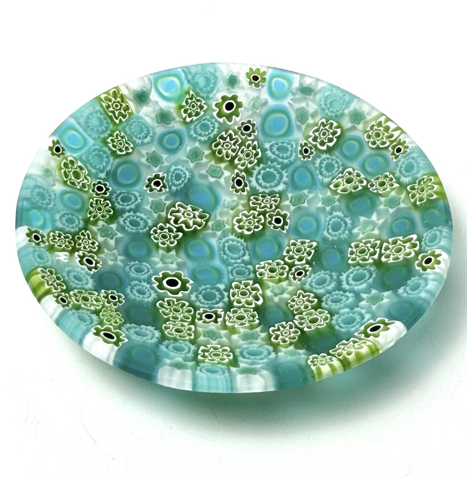 ERCOLE MORETTI Murano Millefiori Art Glass Dish Blue Green Plate Bowl Box COA