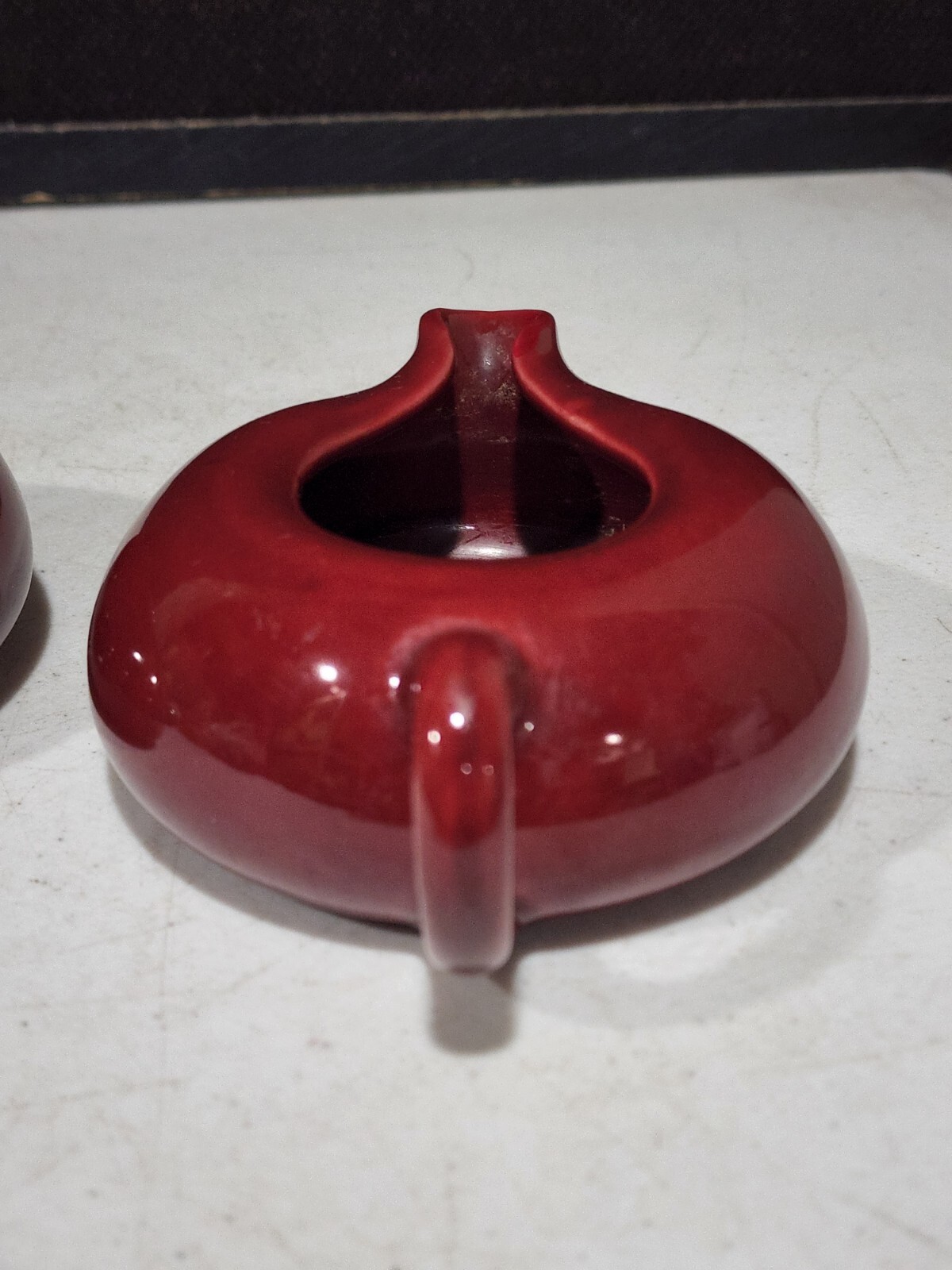 VTG Hollydale Malibu Modern MAROON RED Creamer & Sugar Bowl Set Midcentury Mod