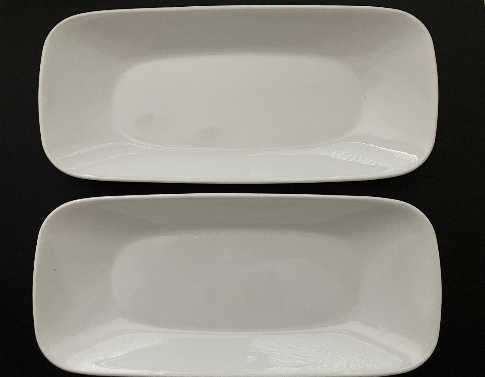 2 Corelle Frost White Appetizer Tray Rectangular 10 1/2″ x 4 3/4″ Discontinued
