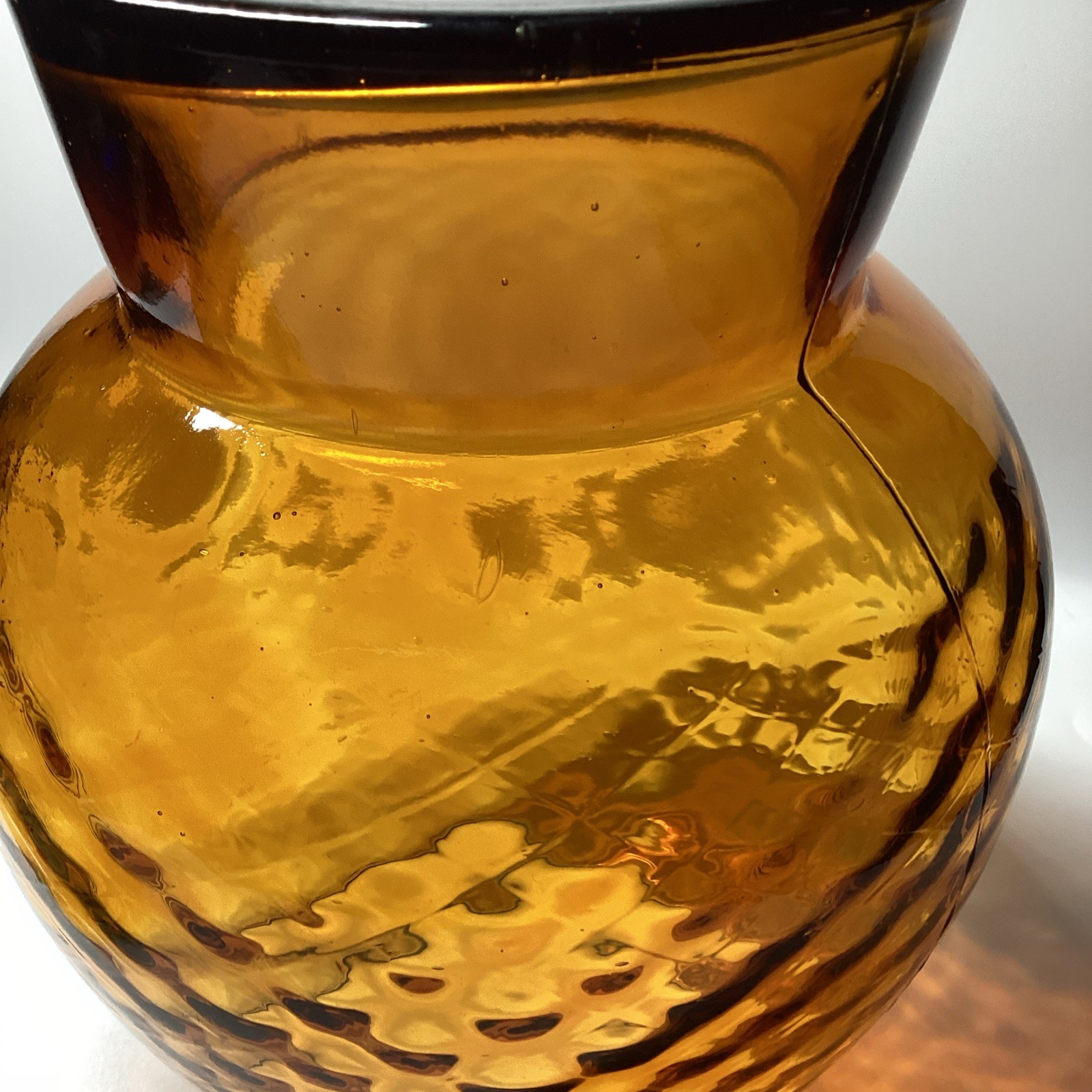 Vintage Italian Empoli Amber Glass Apothecary Candy Compote Jar