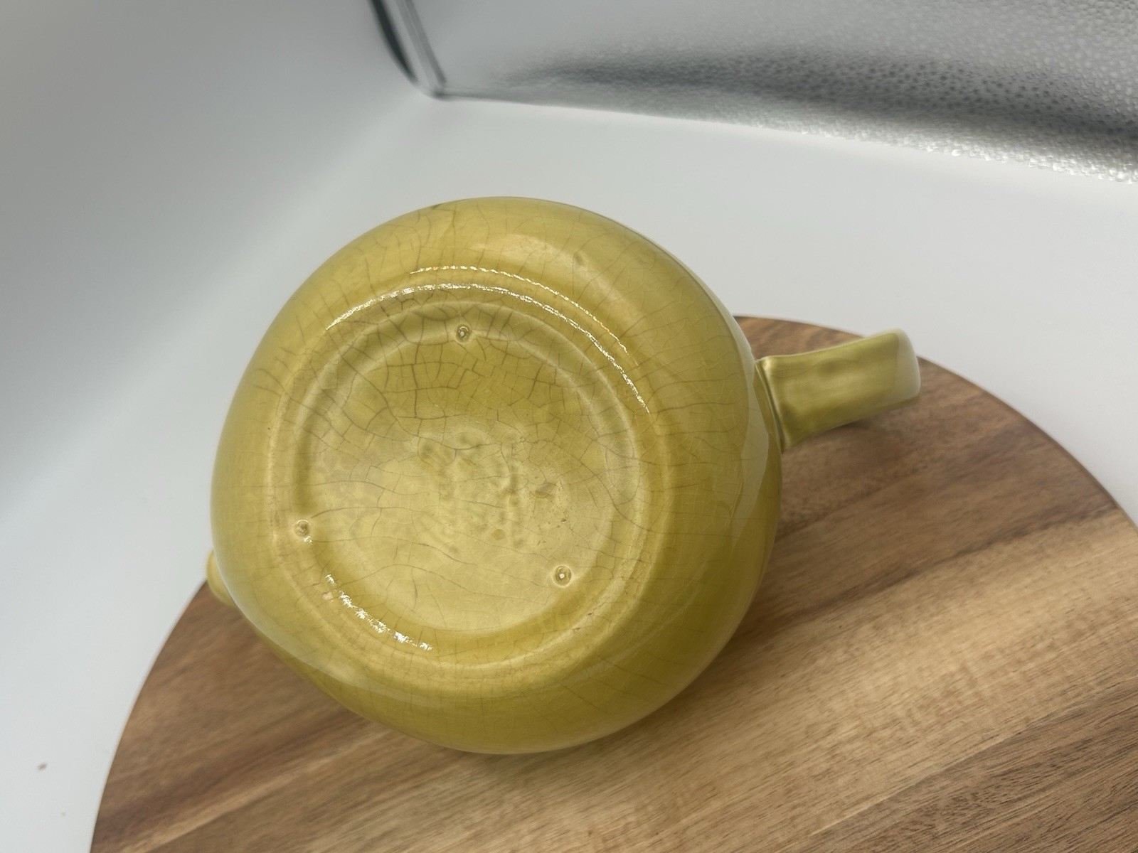 Vintage Russel Wright American Modern Art Pottery Teapot Chartreuse Yellow MCM