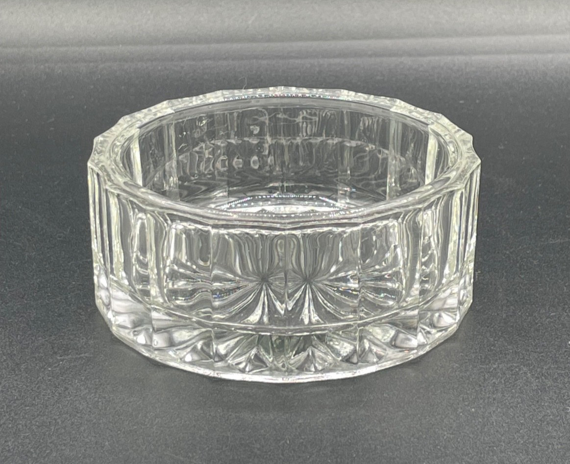 KIG Indonesia, Geometric Pattern w/Sunburst Clear Glass Candy or Trinket Dish