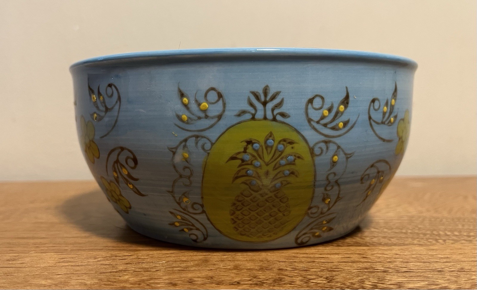 Yokohama Studio Hand Painted Raised Blue White Pattern 7.25” Bowl