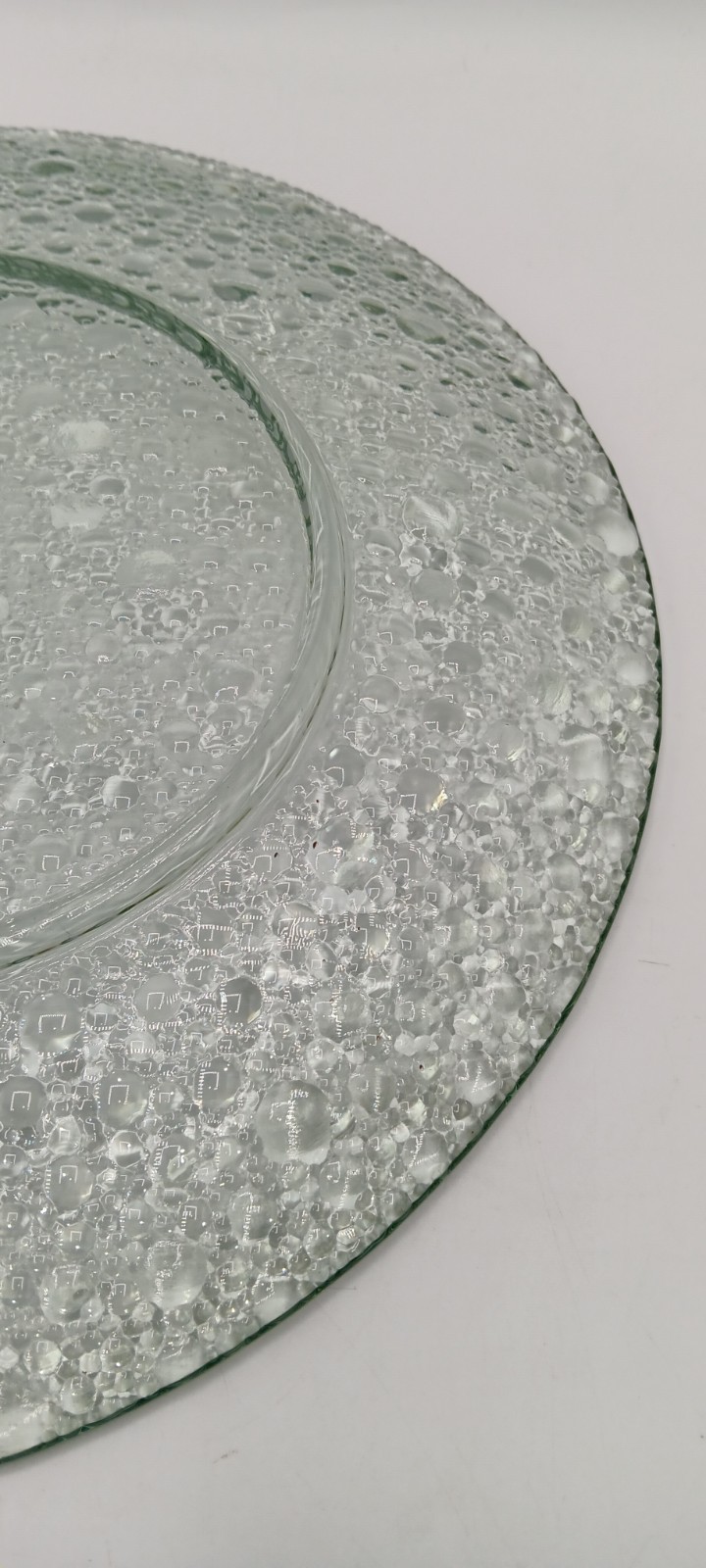 Vintage 70s Czech Pavel Panek Sklo Union Green Bubble Glass 10.75″ Dinner Plate
