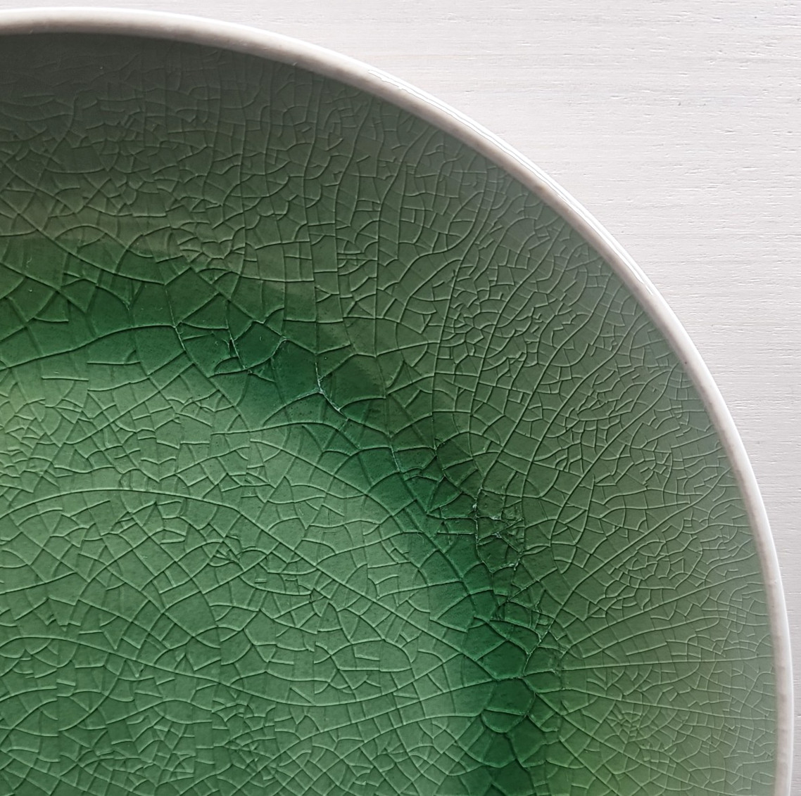 6 Roscher Crackle Glass Green Dinner Plates Set Elegant Stoneware Table Dish Lot
