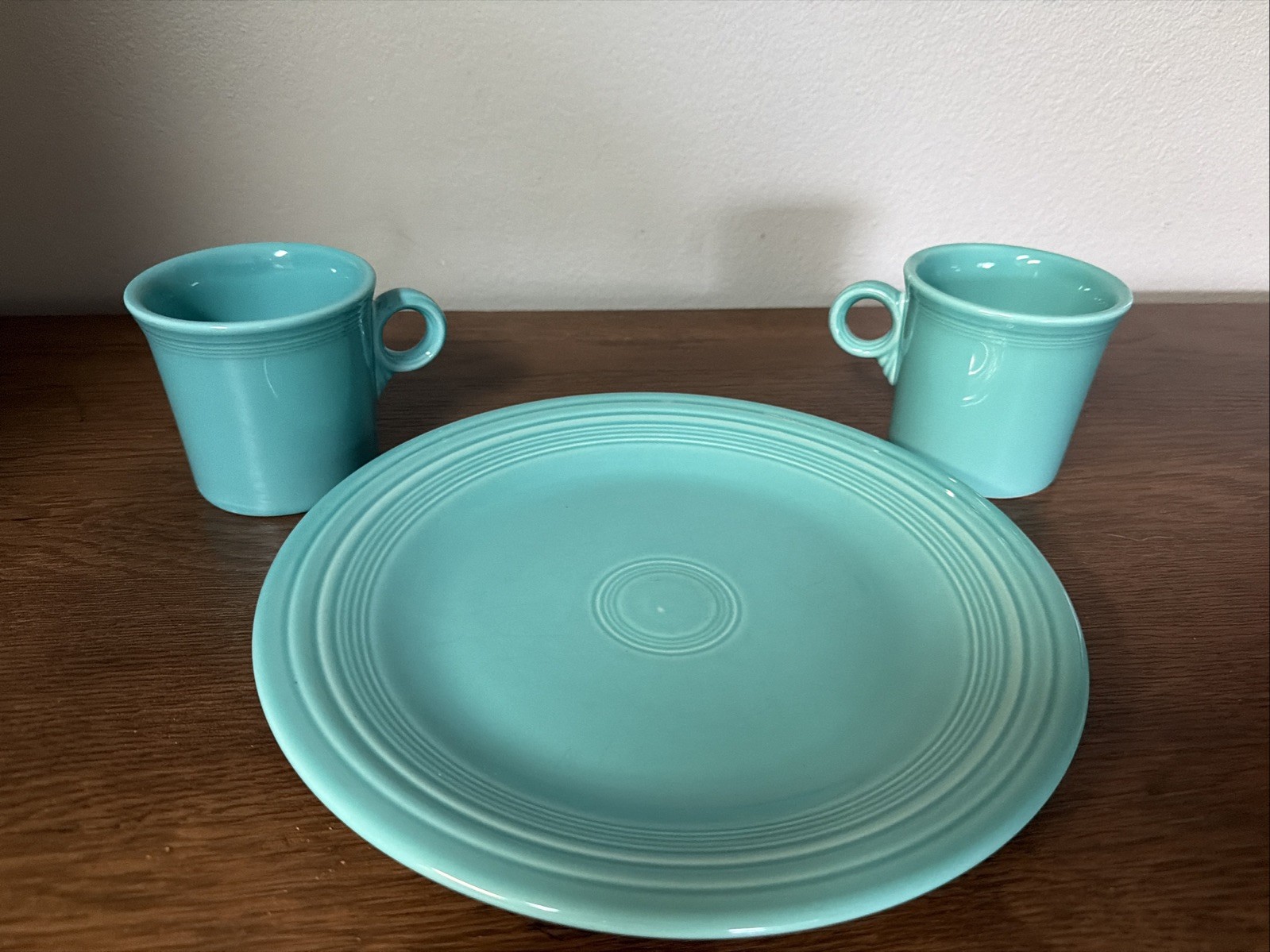 Fiestaware Dinner Plate 10 1/2”-2-Coffee Cup Mug Homer Laughlin O Ring Turquoise