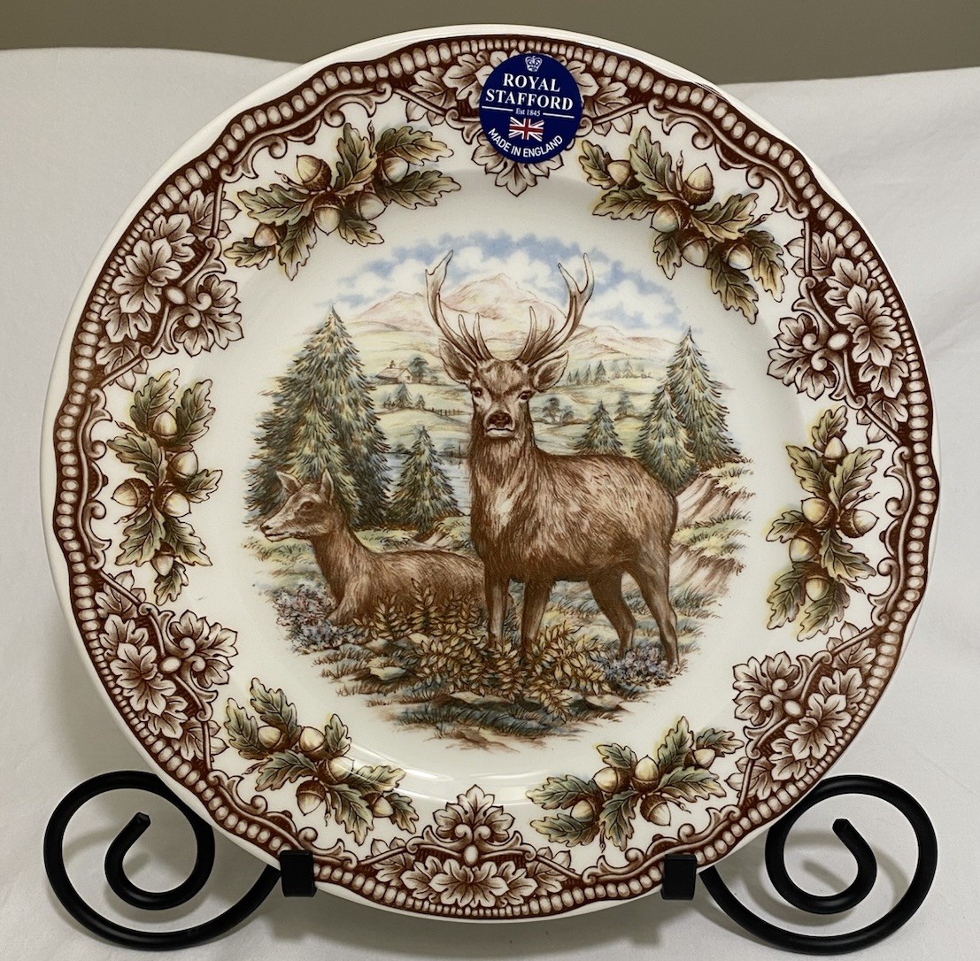 Royal Stafford Porcelain Dinner Plate Homeland Stag Made In England 11” NEW