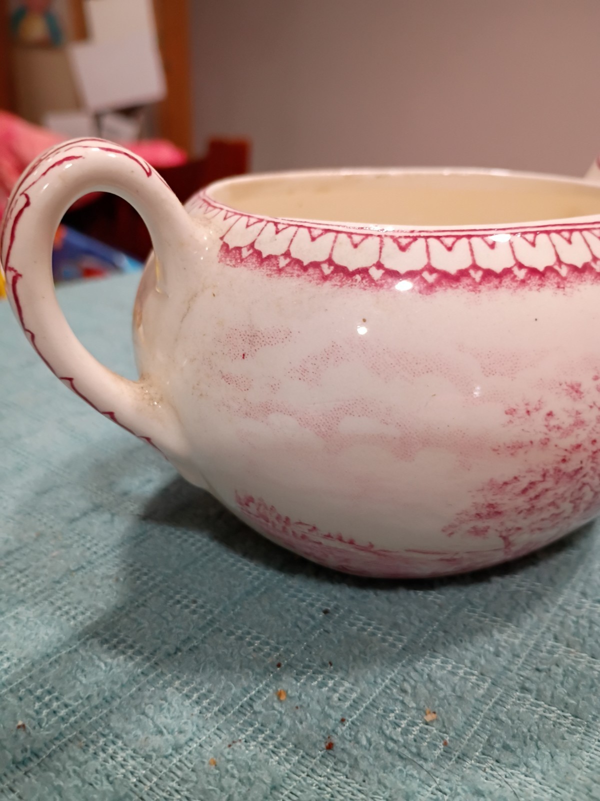 Homer Laughlin Red Transferware Sugar Bowl W/Lid Currier & Ives 3.75” 12 Oz