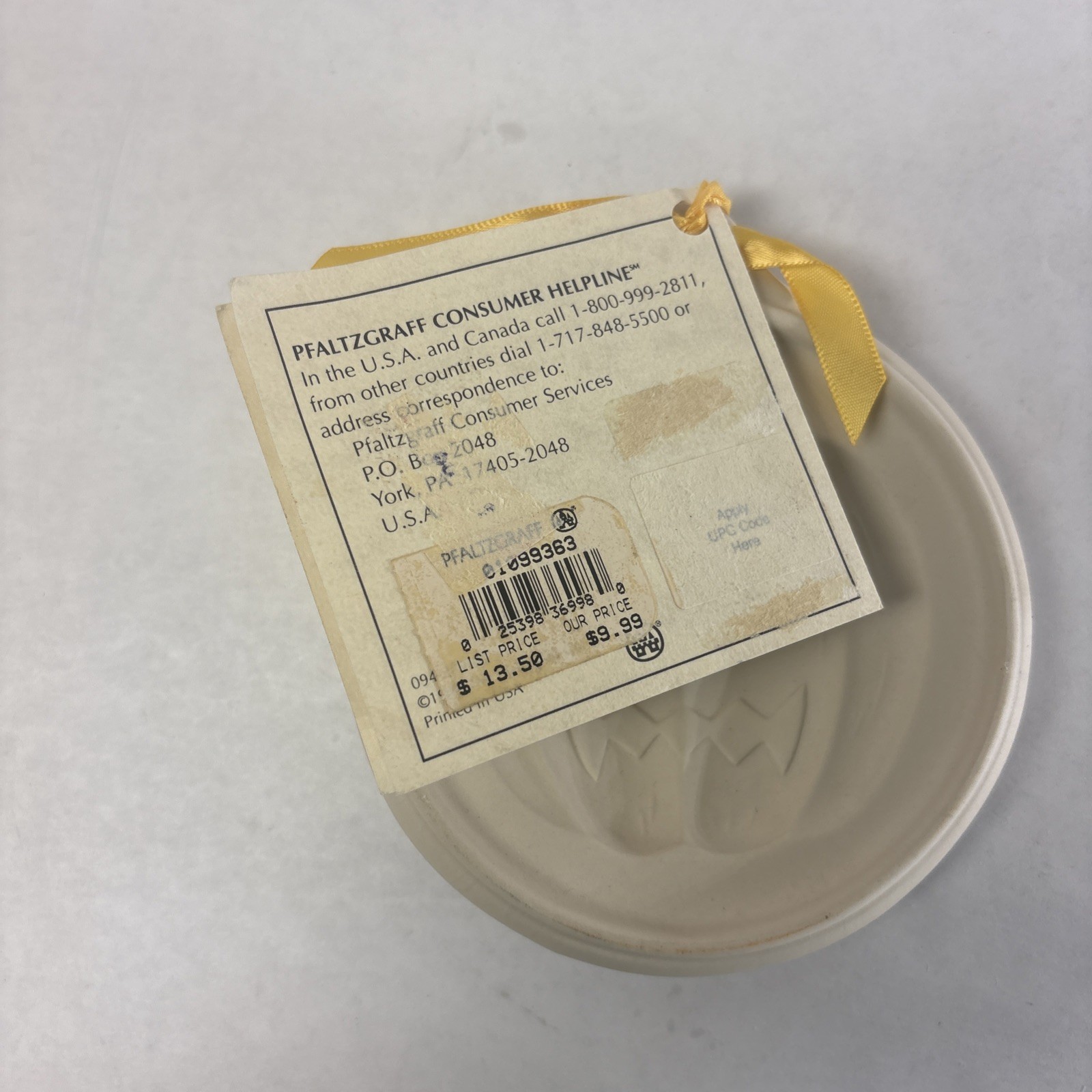 Vintage Pfaltzgraff Cookie Mold Cookie For Santa Pumpkin Press New USA 1997