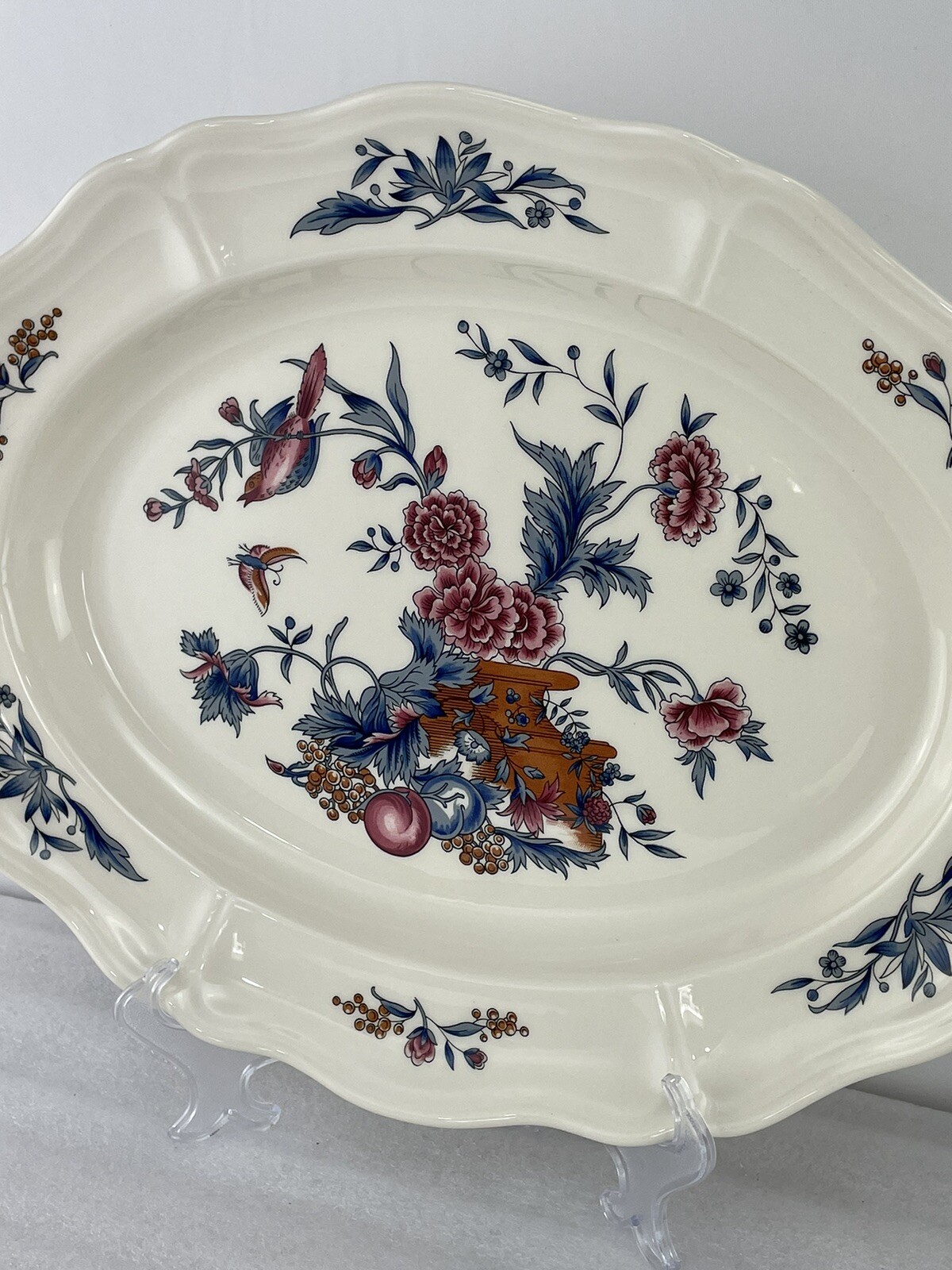 Wedgwood Williamsburg Potpourri~( 1 ) Floral Oval Serving Platter 15.5 x 12″ EUC